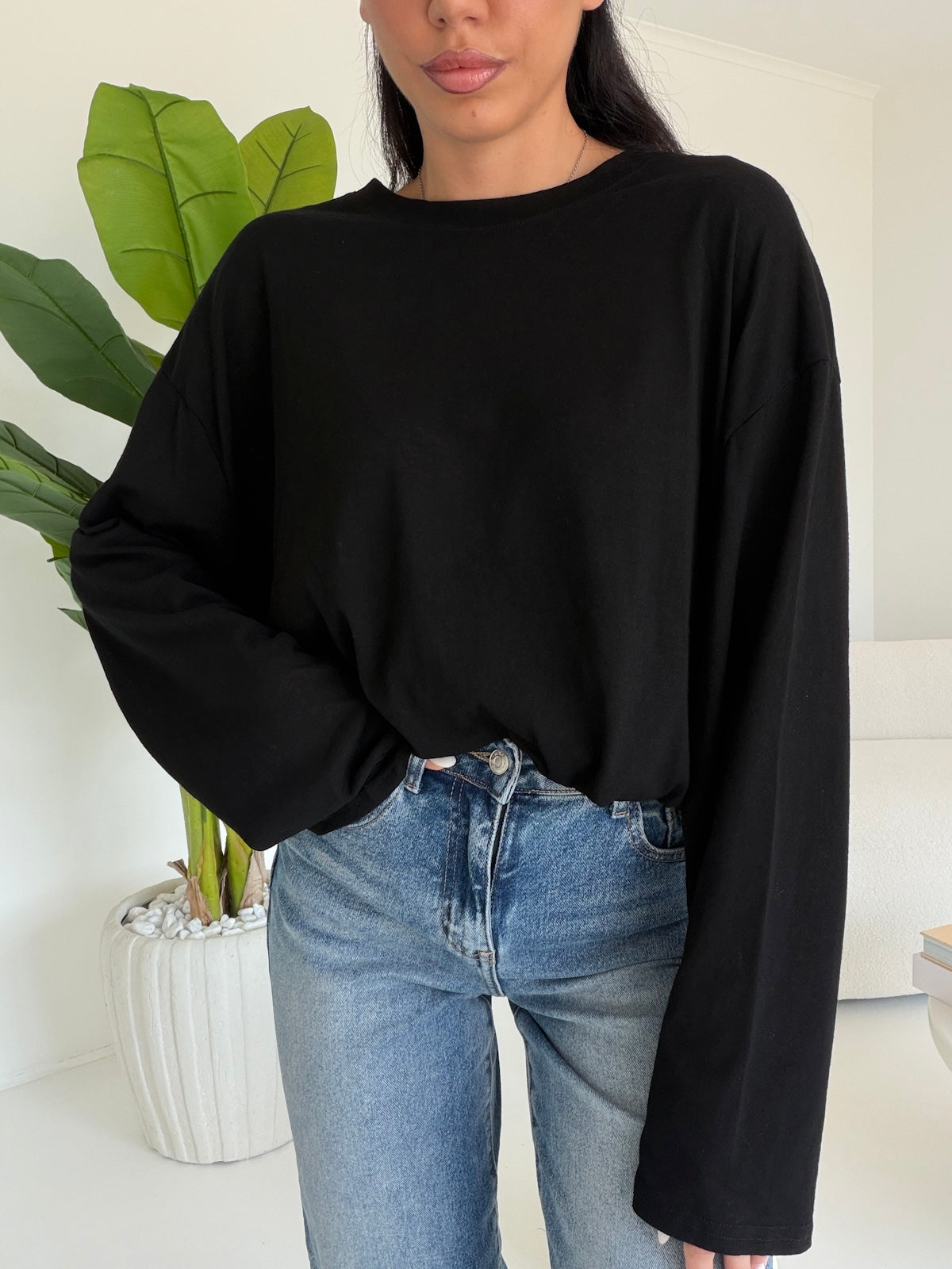 19366- MAGLIA LONG SLEEVE NERA