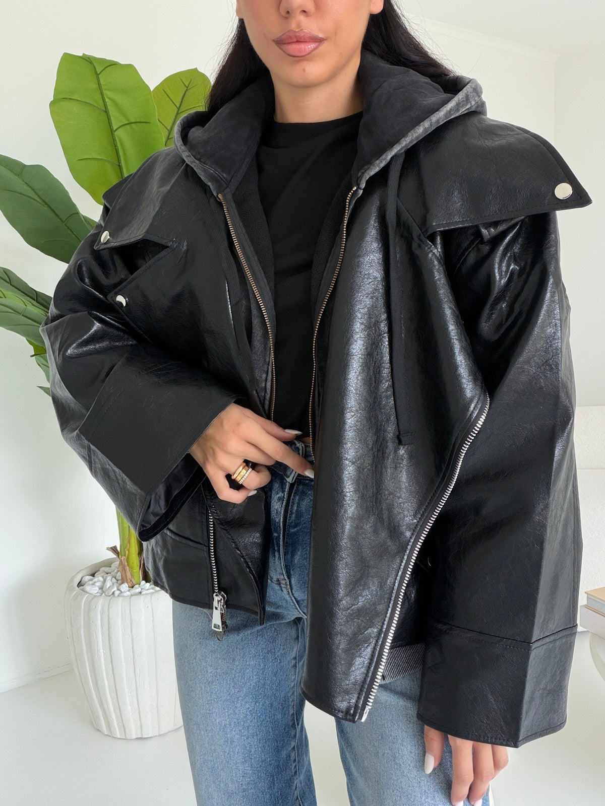 PU8020-1-BIKER ECOPELLE NERO