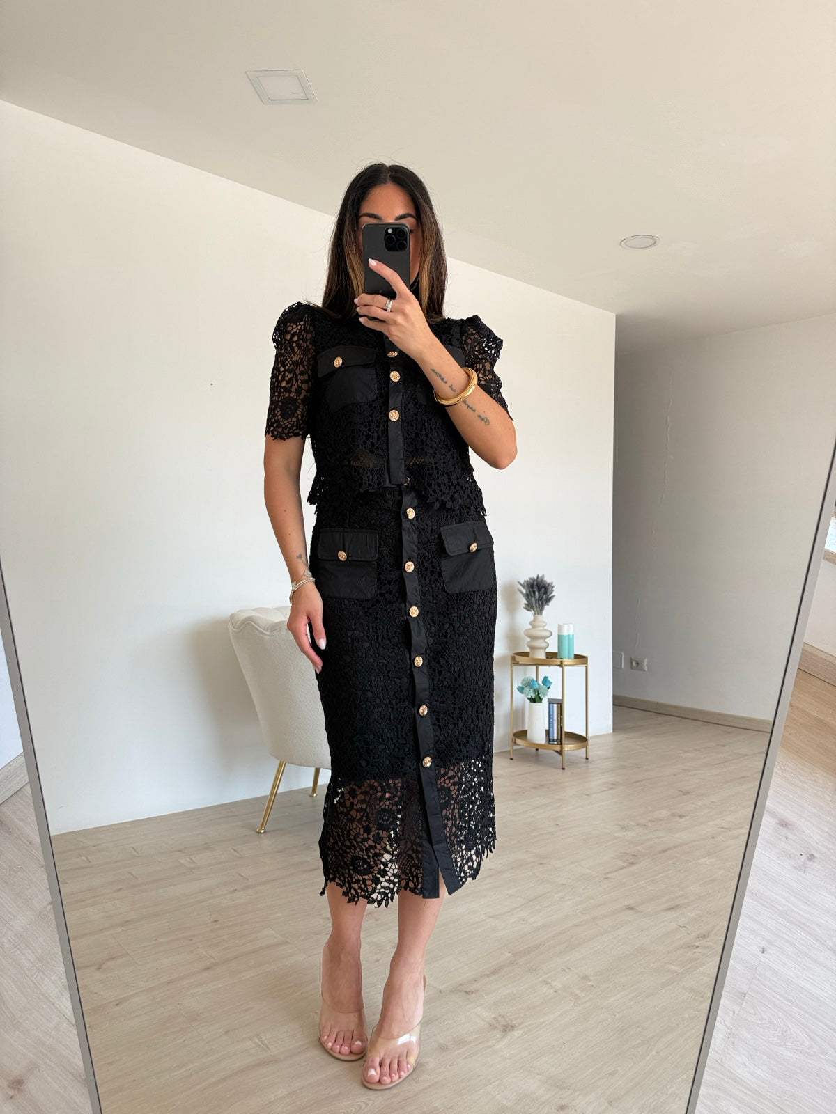 7706-COORDINATO MACRAME NERO