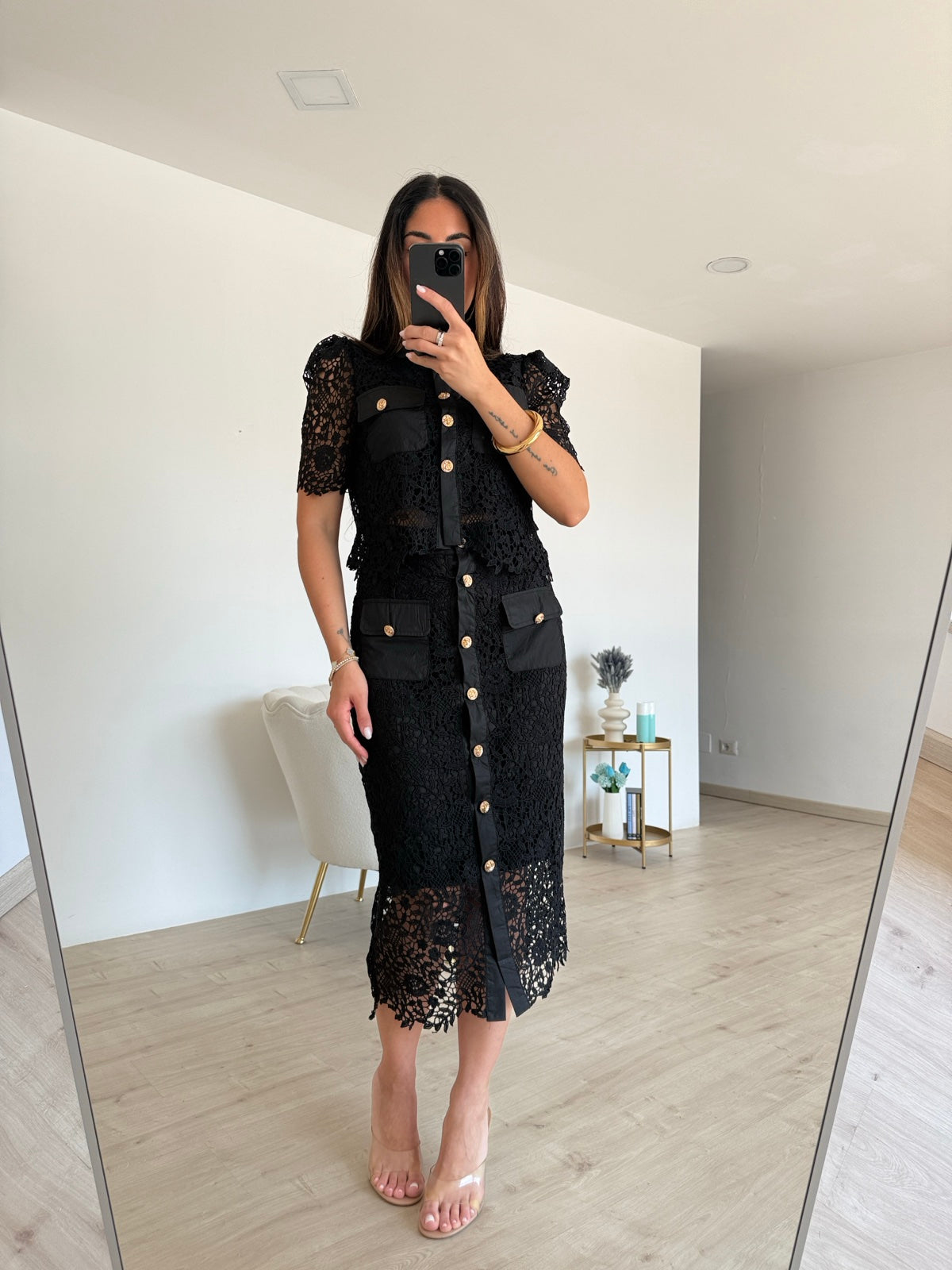 7706-COORDINATO MACRAME NERO