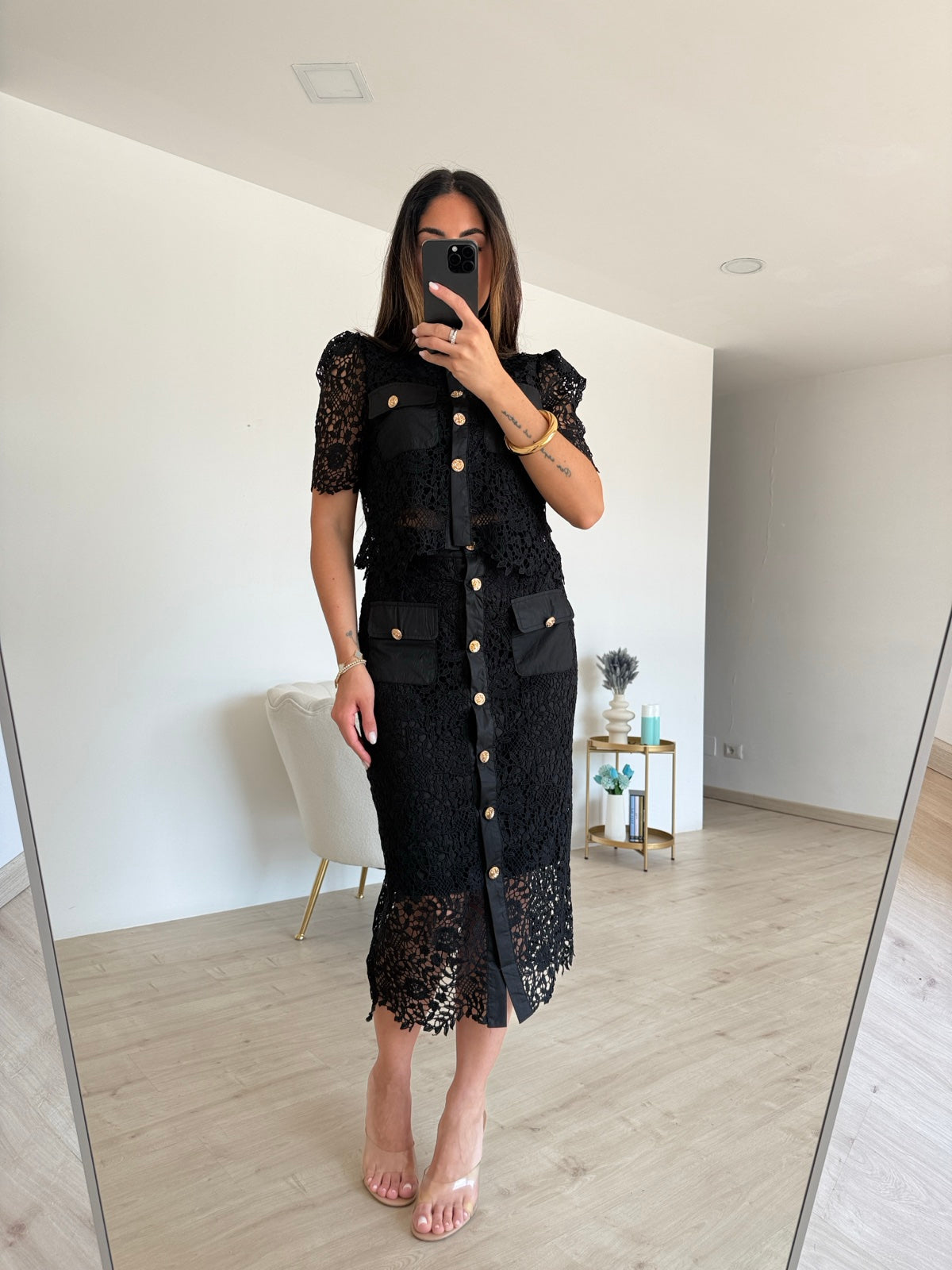 7706-COORDINATO MACRAME NERO