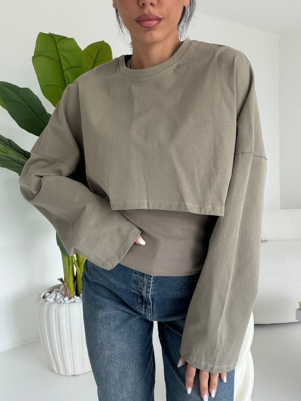 H66579AB-FELPA+CANOTTA TAUPE