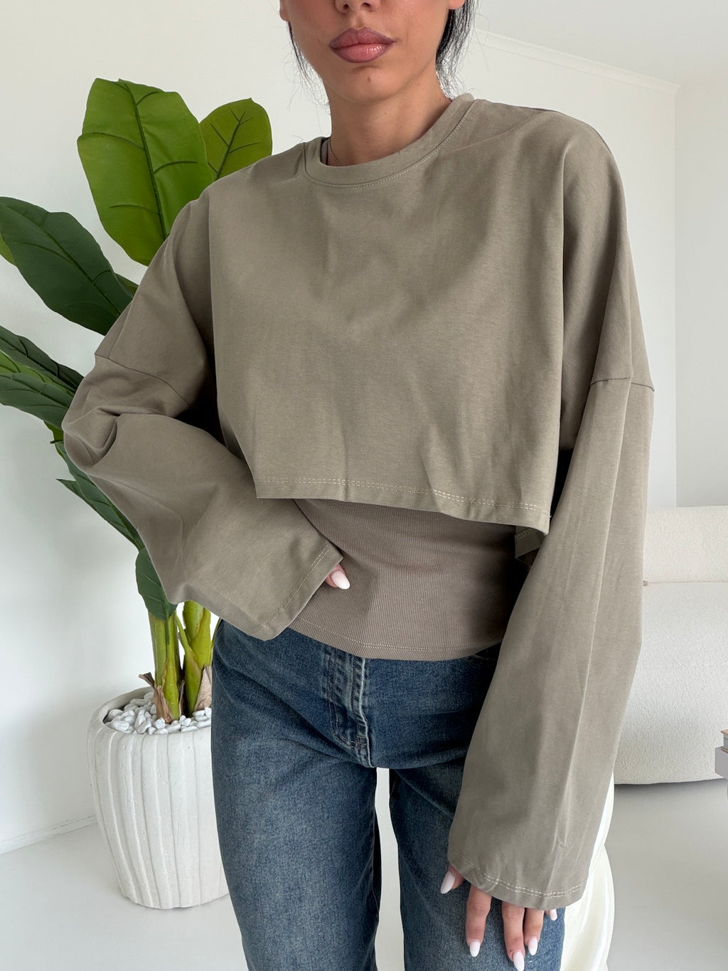H66579AB-FELPA+CANOTTA TAUPE