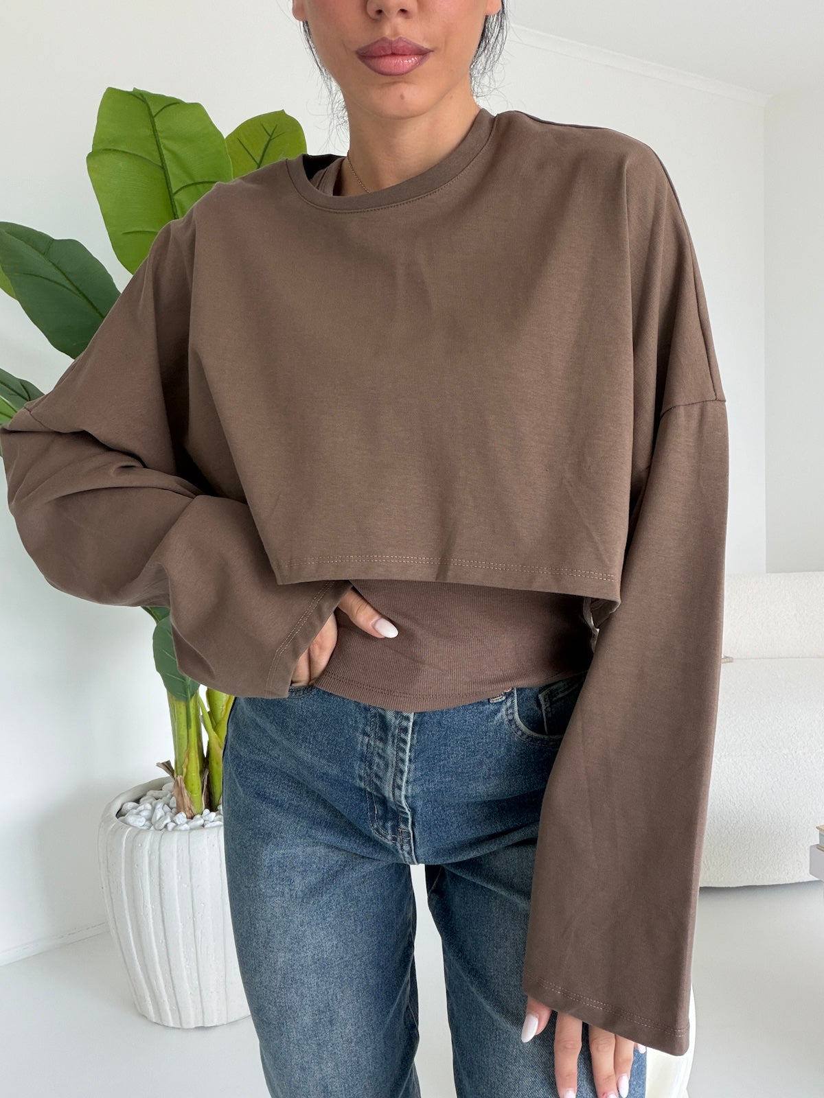 H66579AB-FELPA+CANOTTA CHOCO