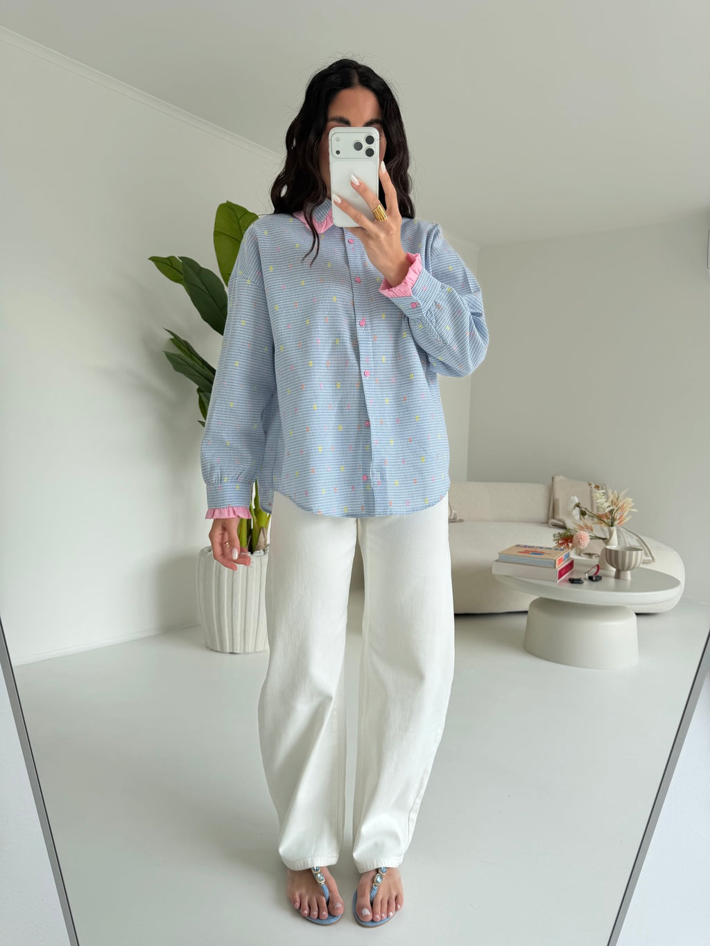 JP3567-CAMICIA QUADRETTI E FIORELLINI