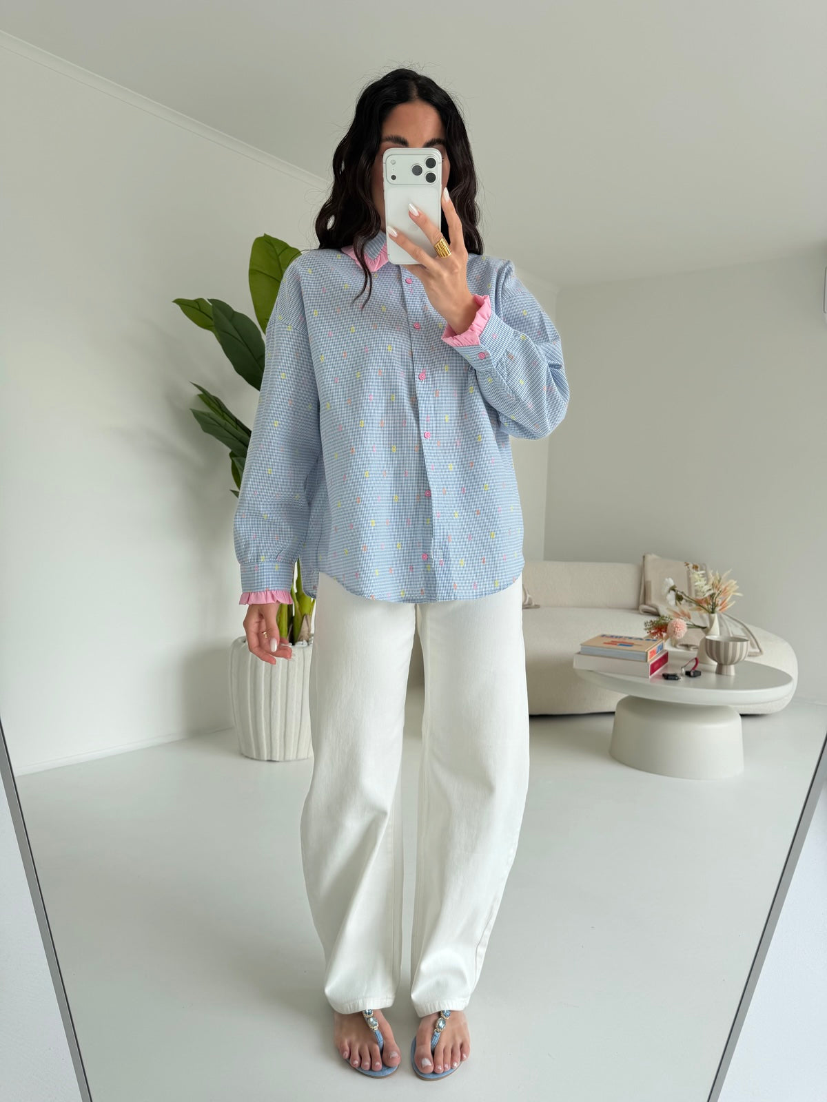 JP3567-CAMICIA QUADRETTI E FIORELLINI
