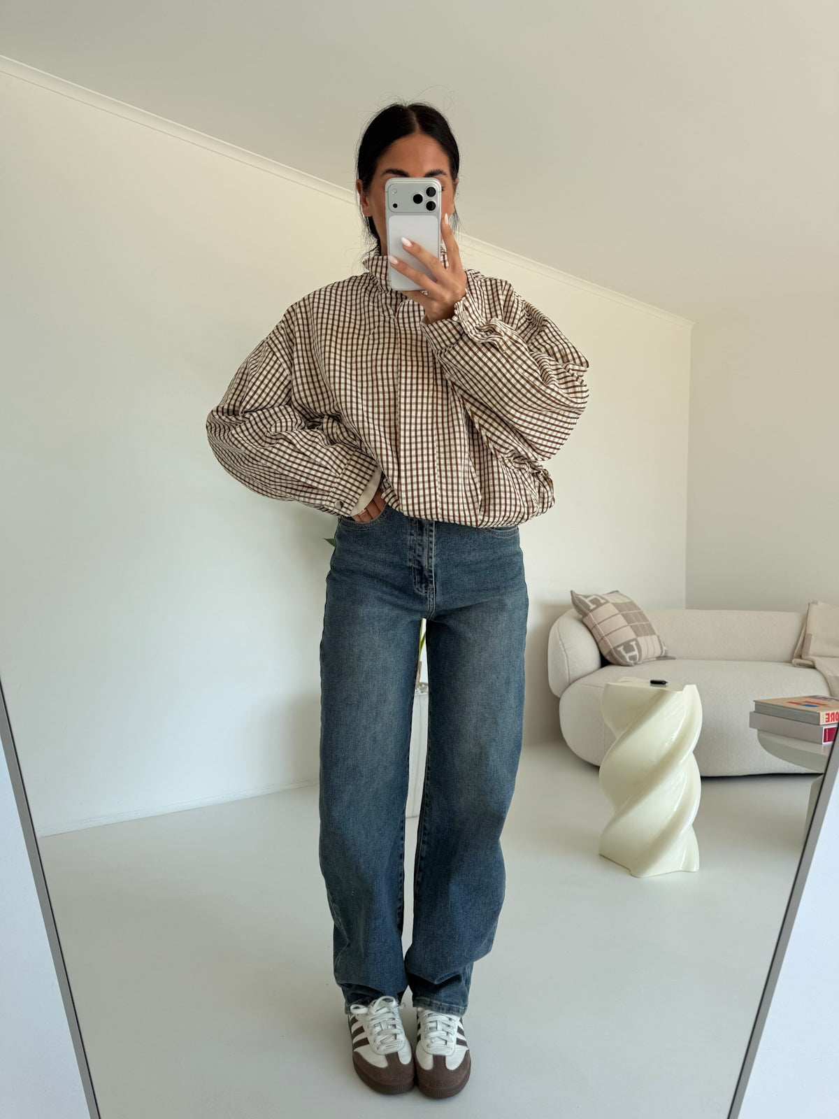 H4939-BOMBER QUADRETTI CHOCO