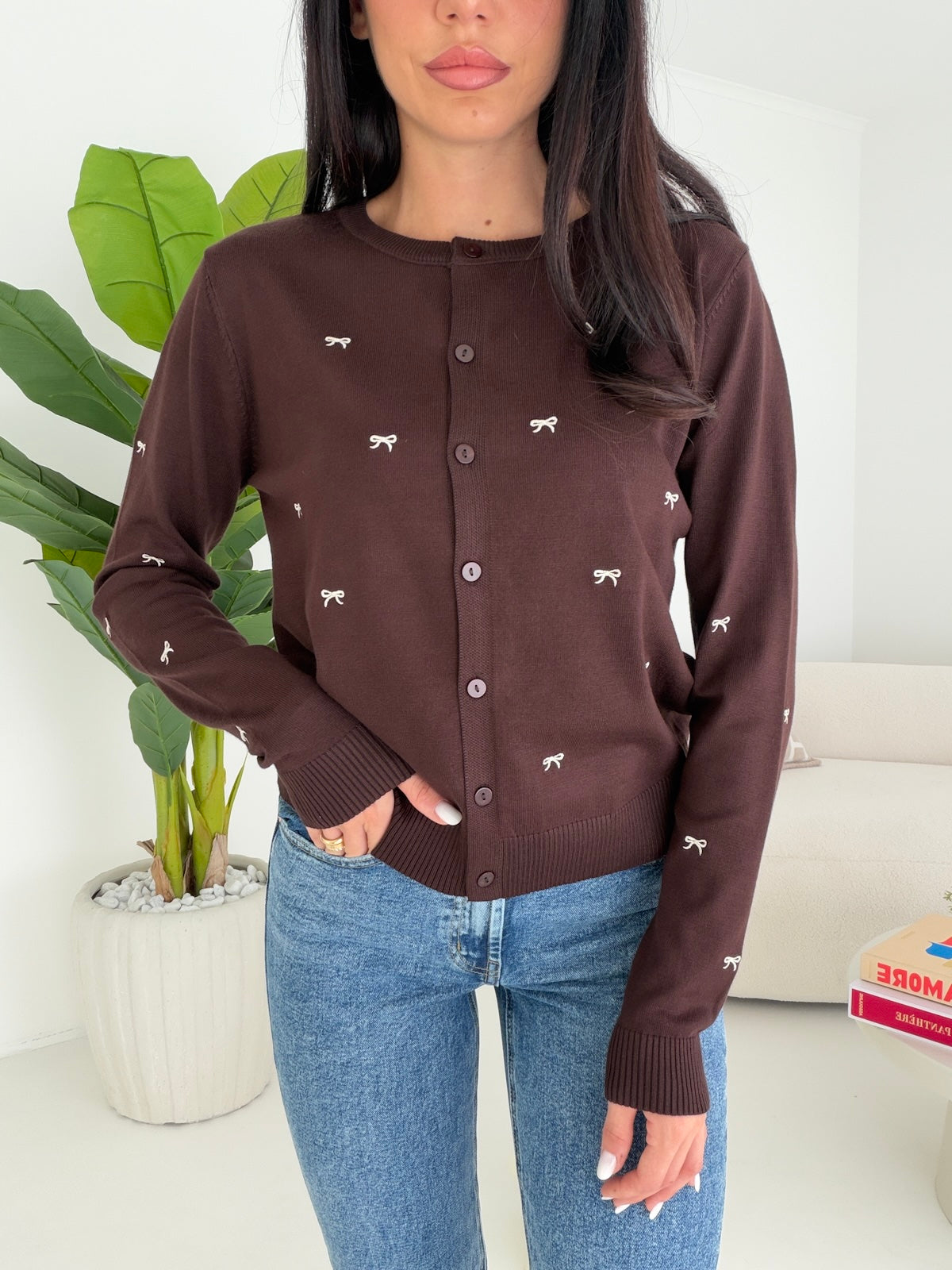 TC2115-CARDIGAN FLAKES CHOCO