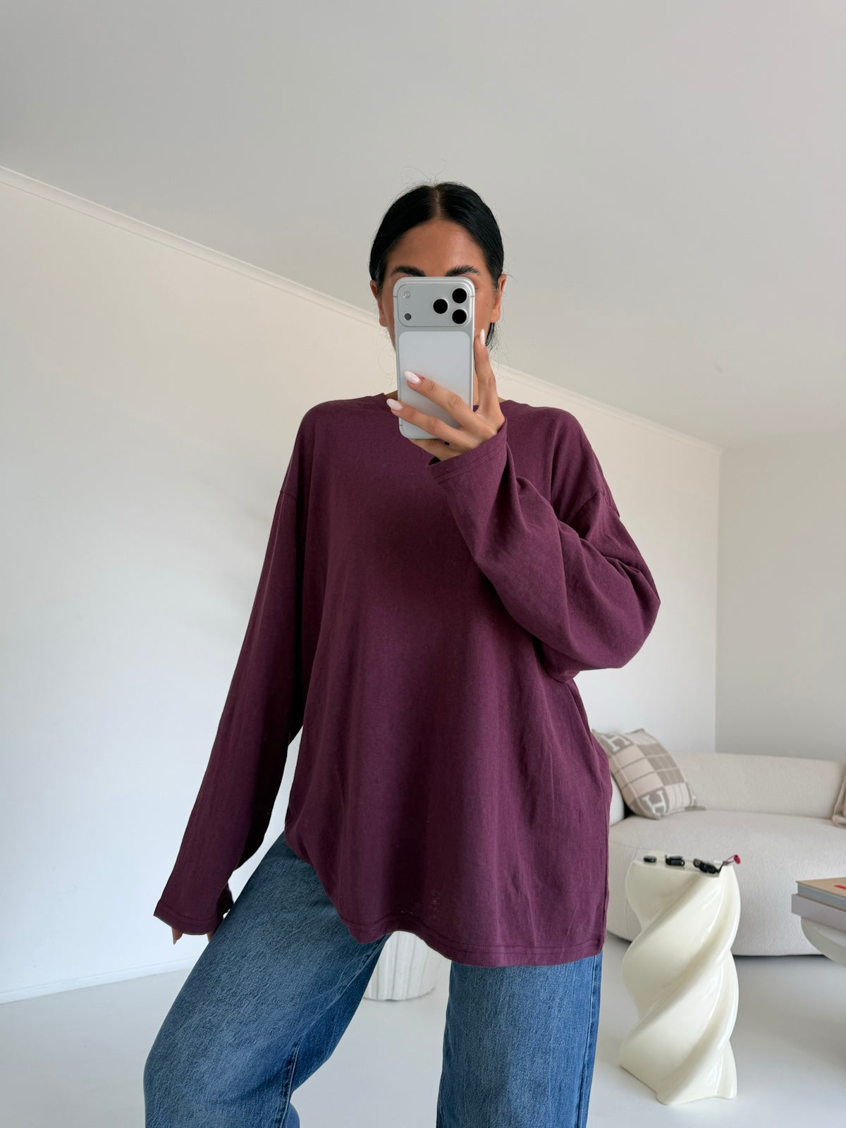 19366- MAGLIA LONG SLEEVE BURGUNDY