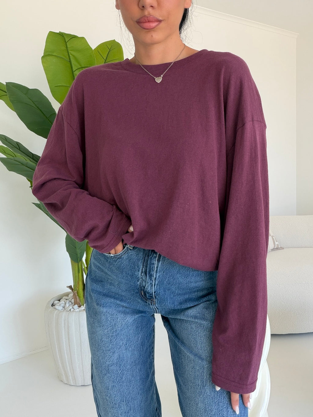 19366- MAGLIA LONG SLEEVE BURGUNDY