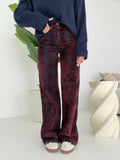 H5795-JEANS PYTON BORDEAUX