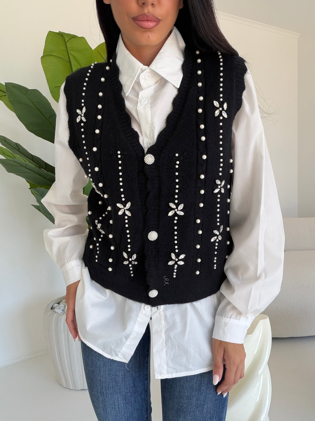 VMCC2289-GILET+CAMICIA NERO
