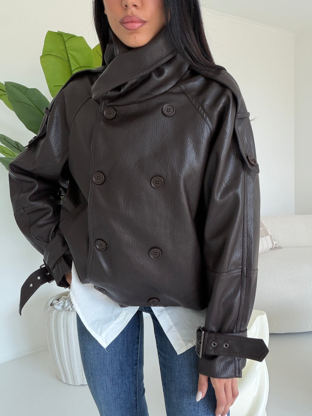 DD100-B-MINI TRENCH IN ECO PELLE CHOCO