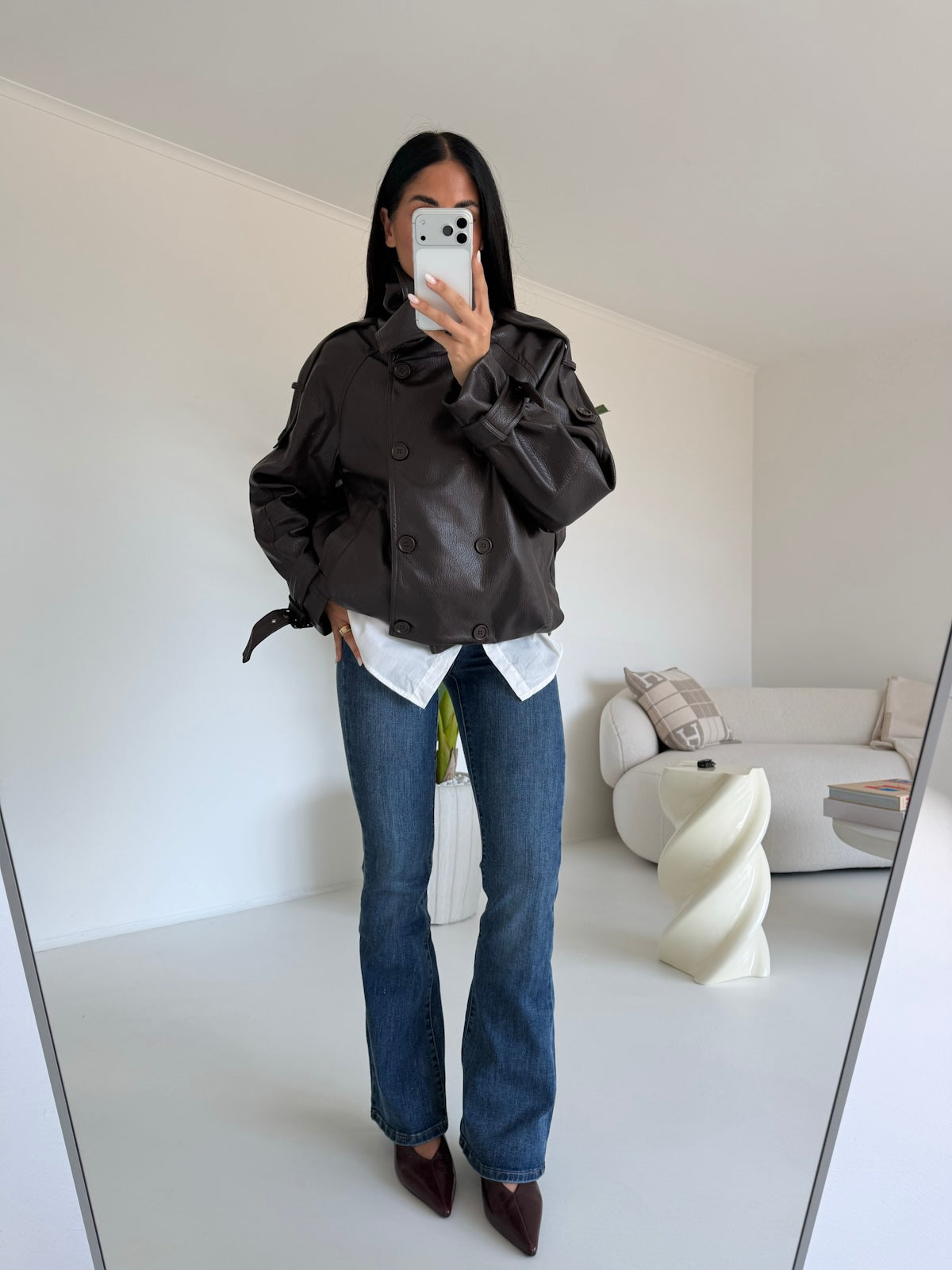DD100-B-MINI TRENCH IN ECO PELLE CHOCO