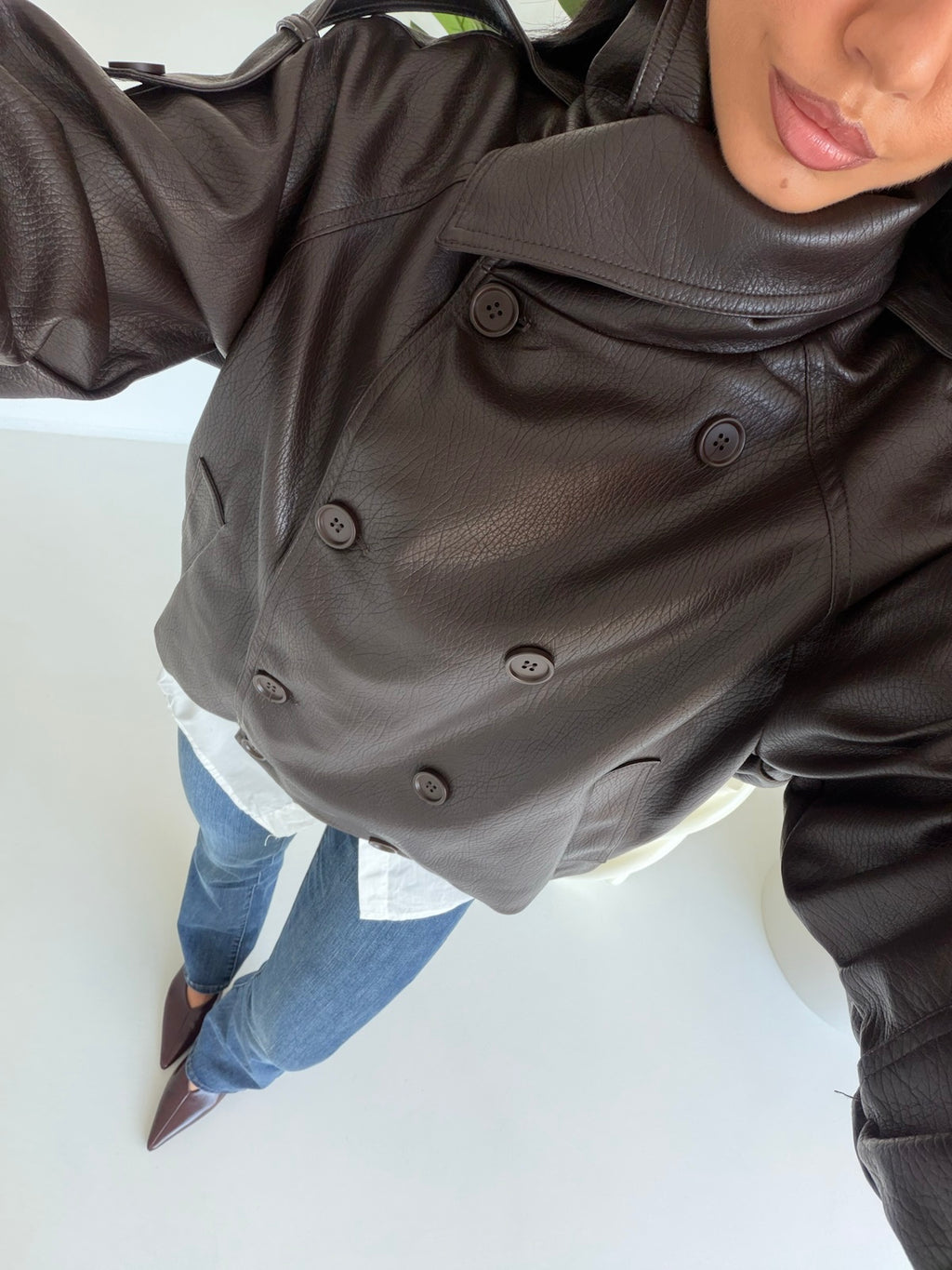 DD100-B-MINI TRENCH IN ECO PELLE CHOCO
