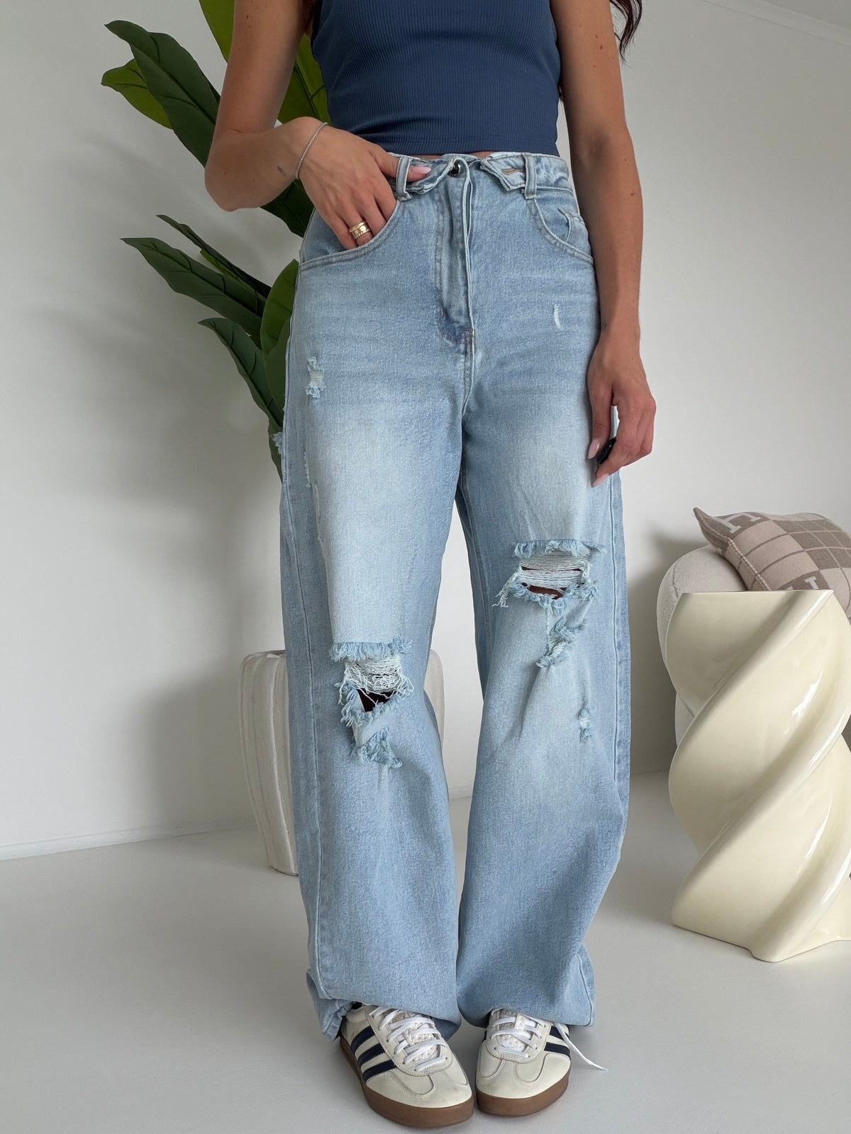A5083-JEANS PALAZZO RIPPED