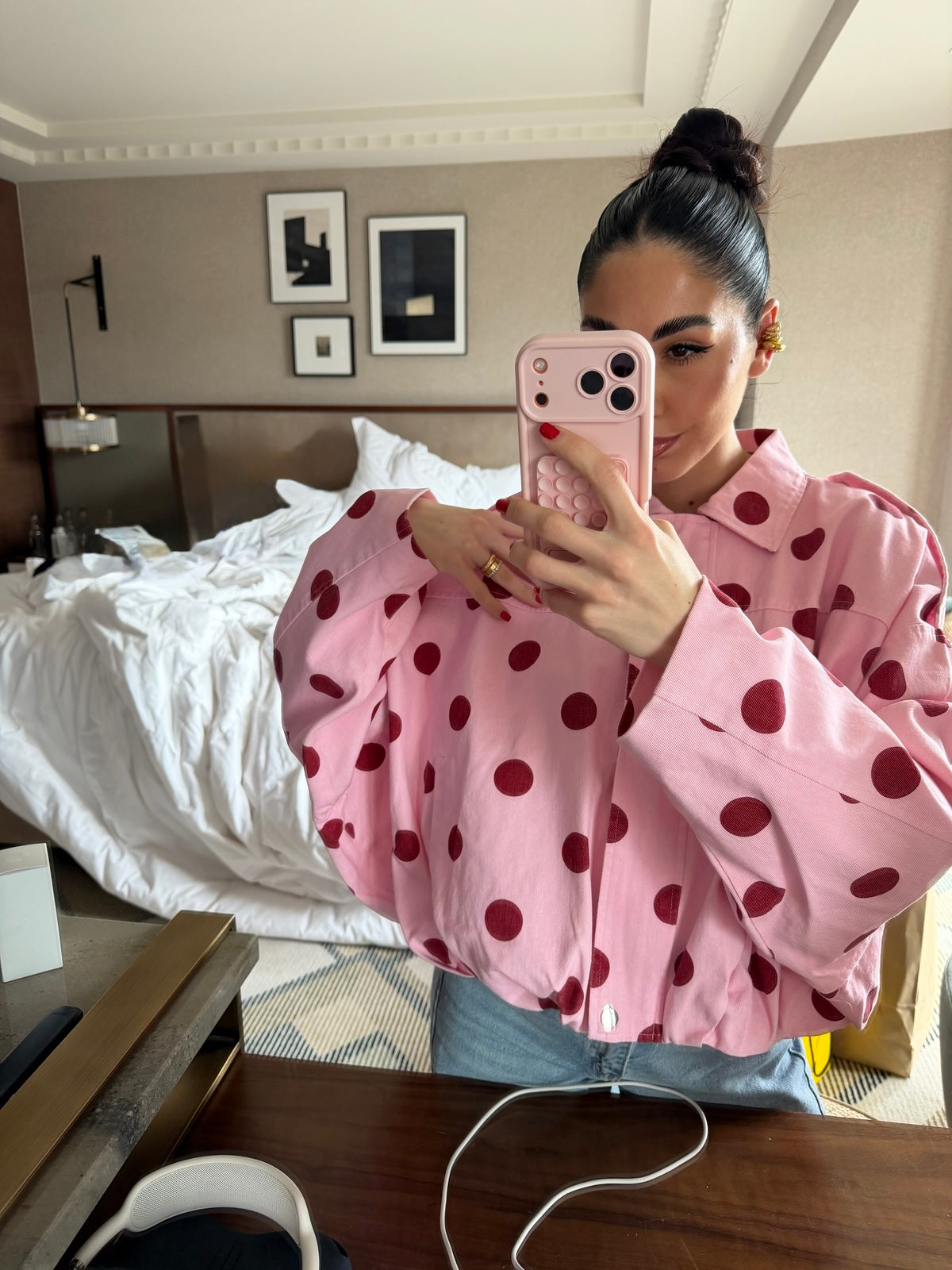 DR-8447-GIACCA PINK POIS