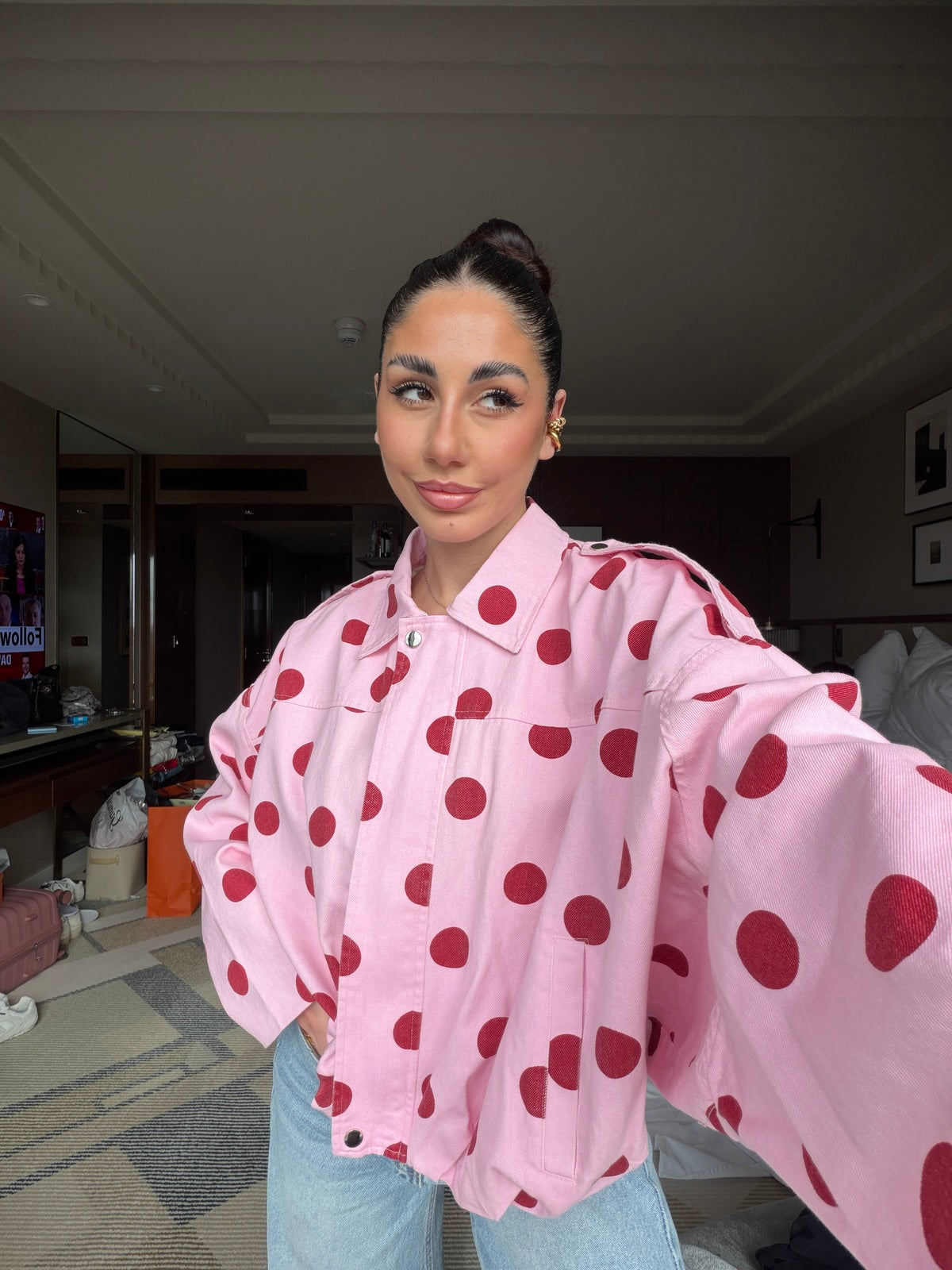 DR-8447-GIACCA PINK POIS