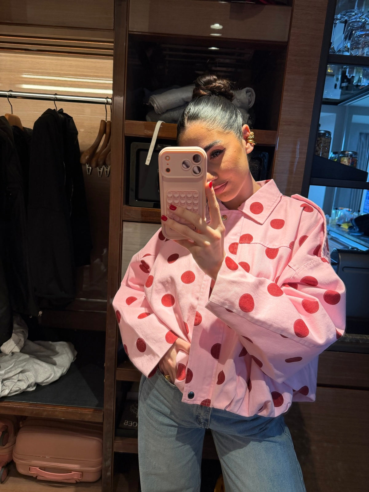 DR-8447-GIACCA PINK POIS