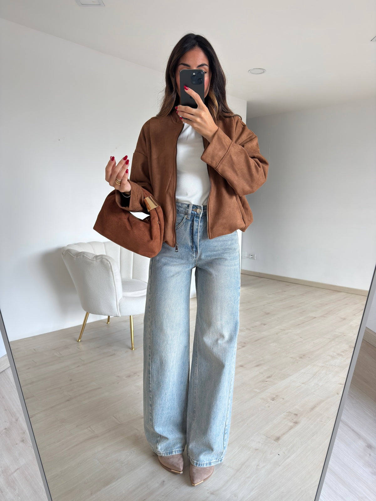 19255-1-BOMBER SUEDE BISCOTTO