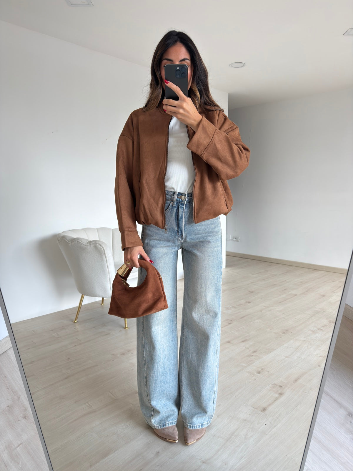 19255-1-BOMBER SUEDE BISCOTTO