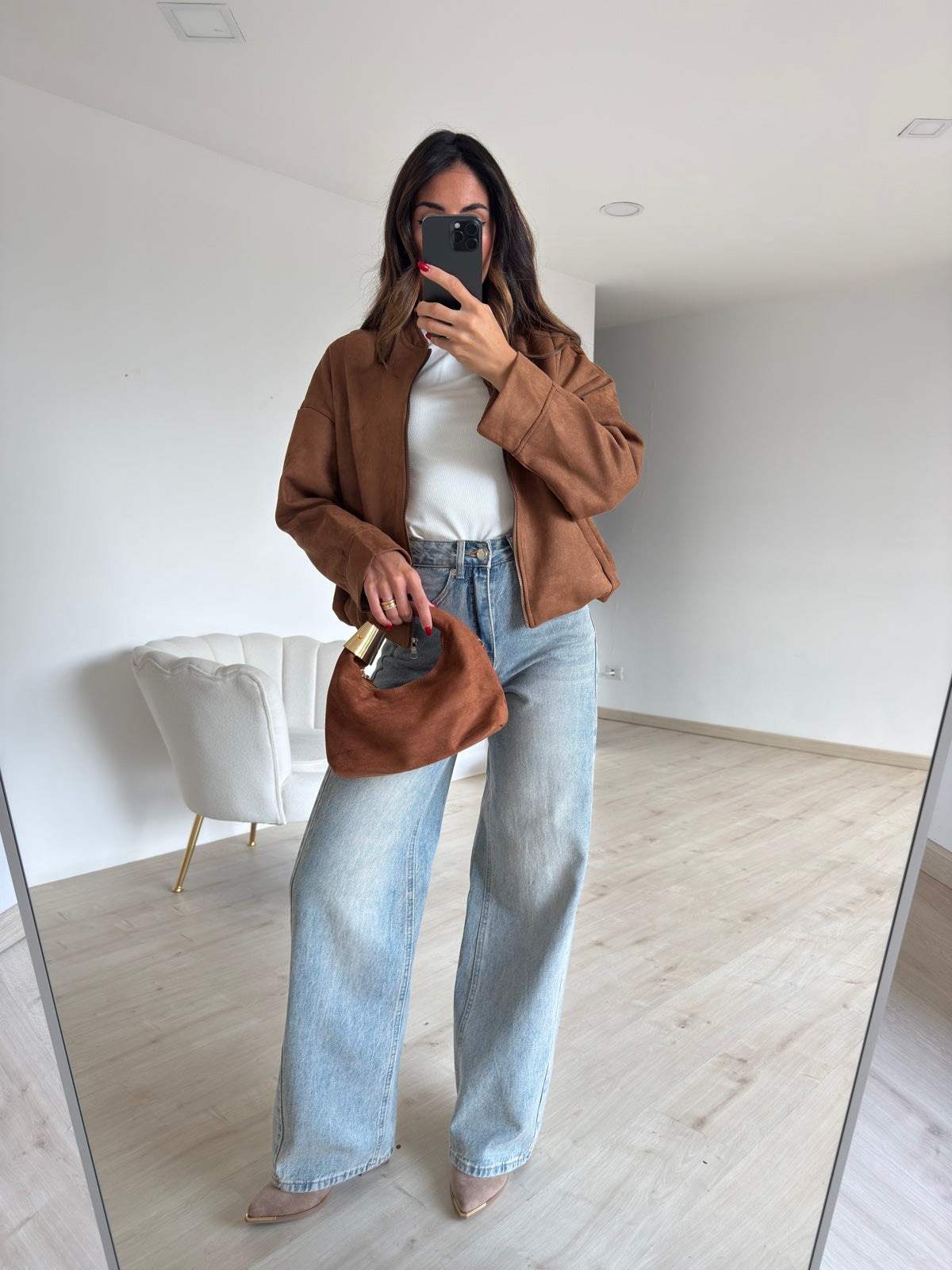 19255-1-BOMBER SUEDE BISCOTTO