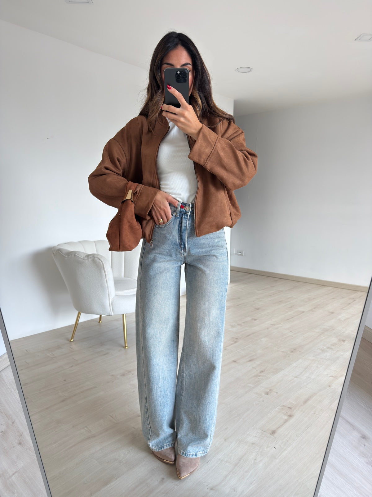 19255-1-BOMBER SUEDE BISCOTTO