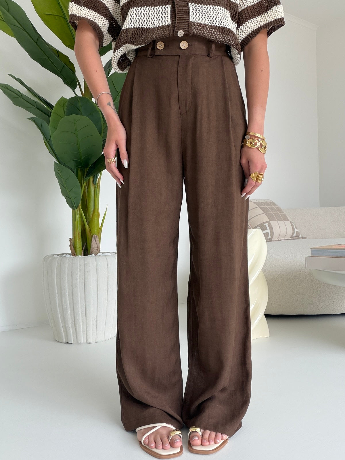 PANTALONE PALAZZO MUST CHOCO