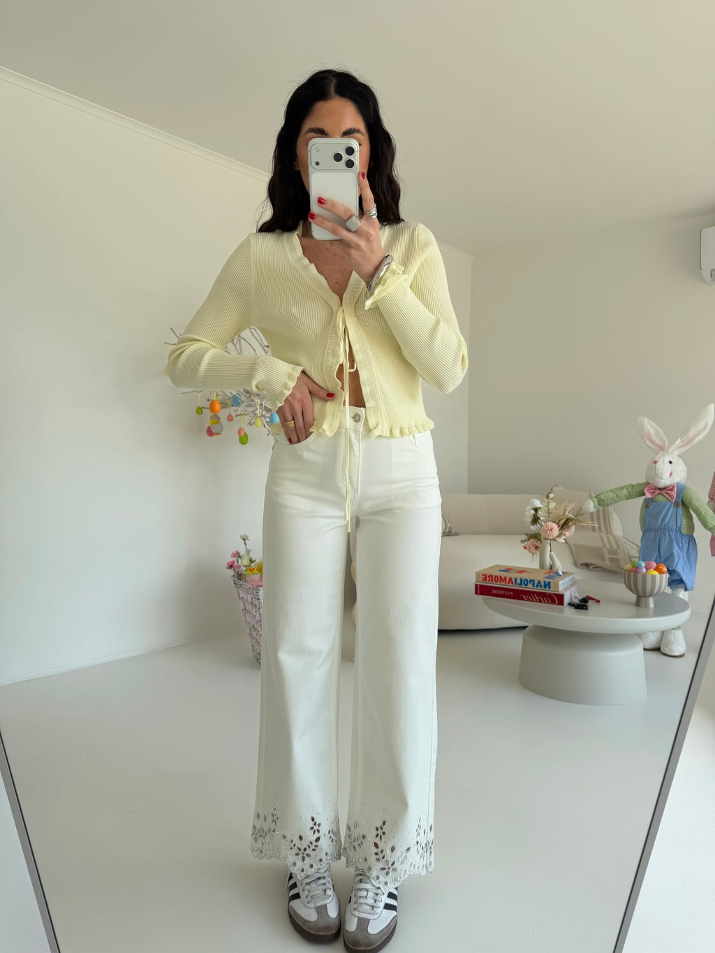 ZX3606-JEANS PALAZZO CROPPED MILK
