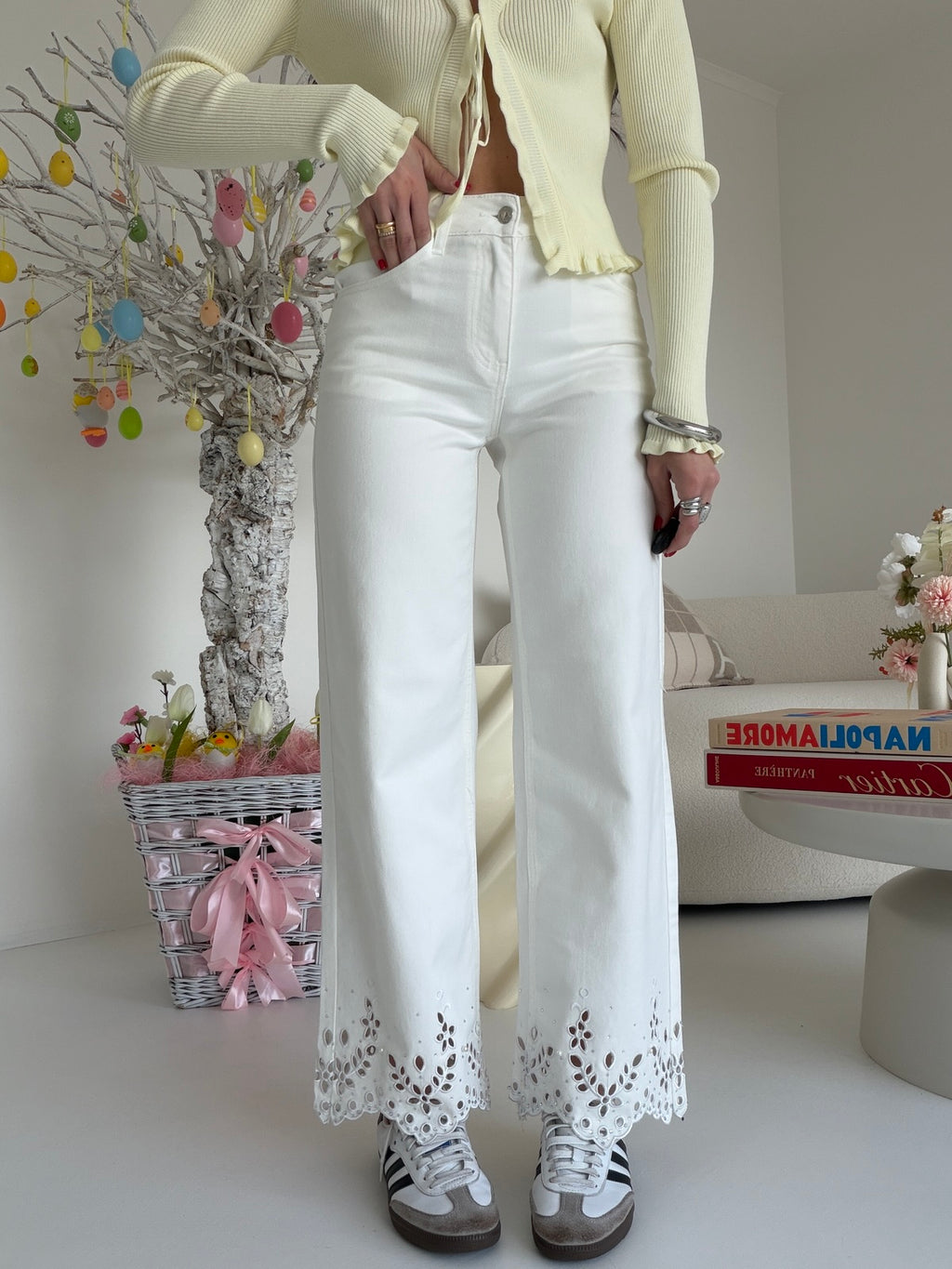 ZX3606-JEANS PALAZZO CROPPED MILK