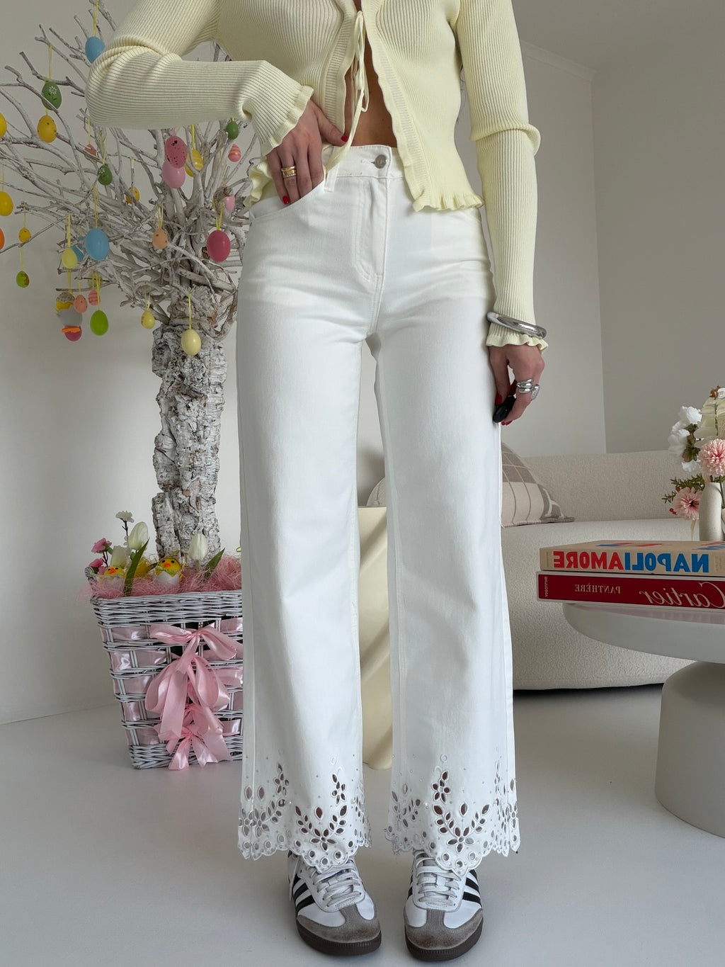 ZX3606-JEANS PALAZZO CROPPED MILK