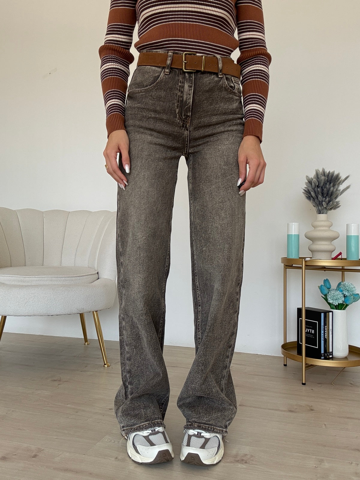 H3979-JEANS PALAZZO AGATE