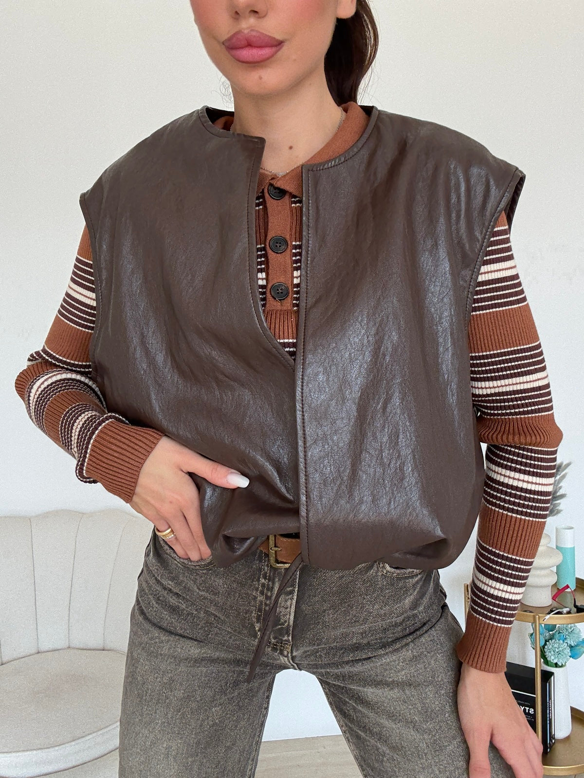2615-G-SMANICATO IN ECOPELLE CHOCO