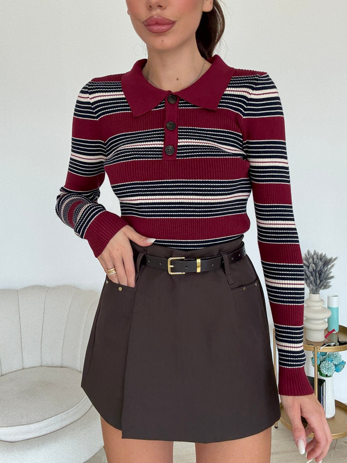 W43246-MINI GONNA-SHORT NANTES CHOCO