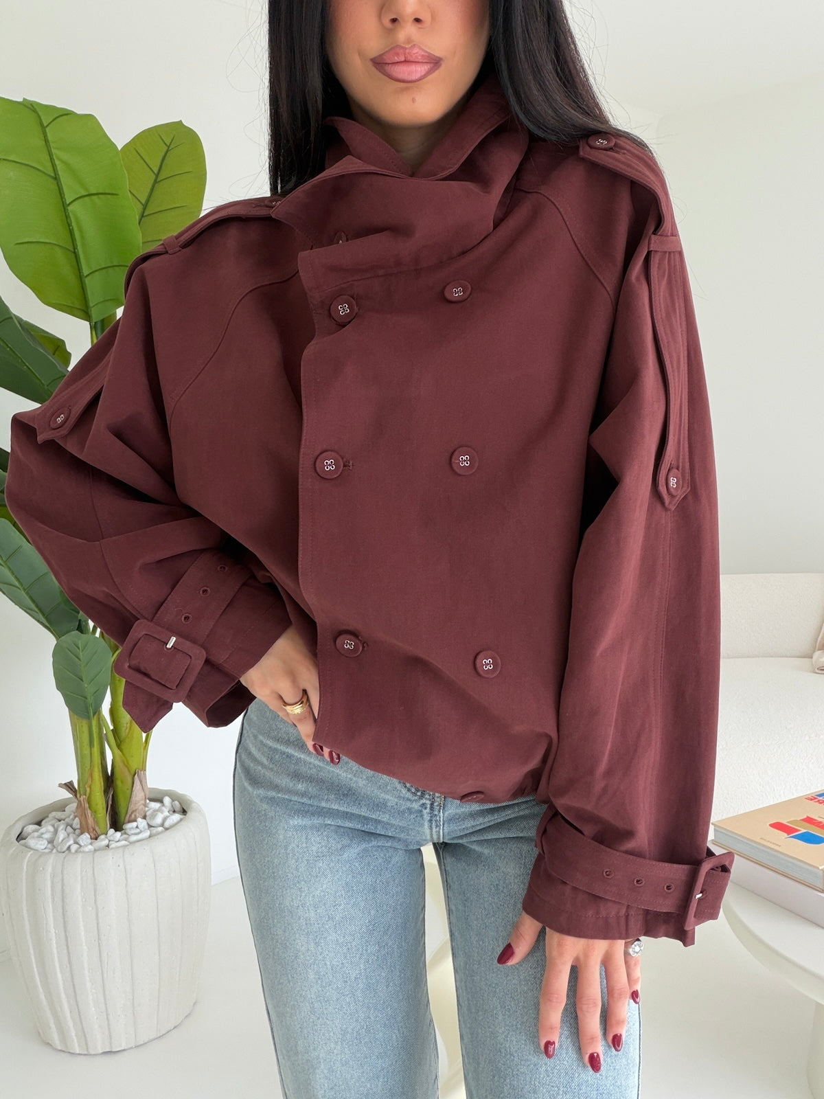 5846-MINI TRENCH NALI MATTONE