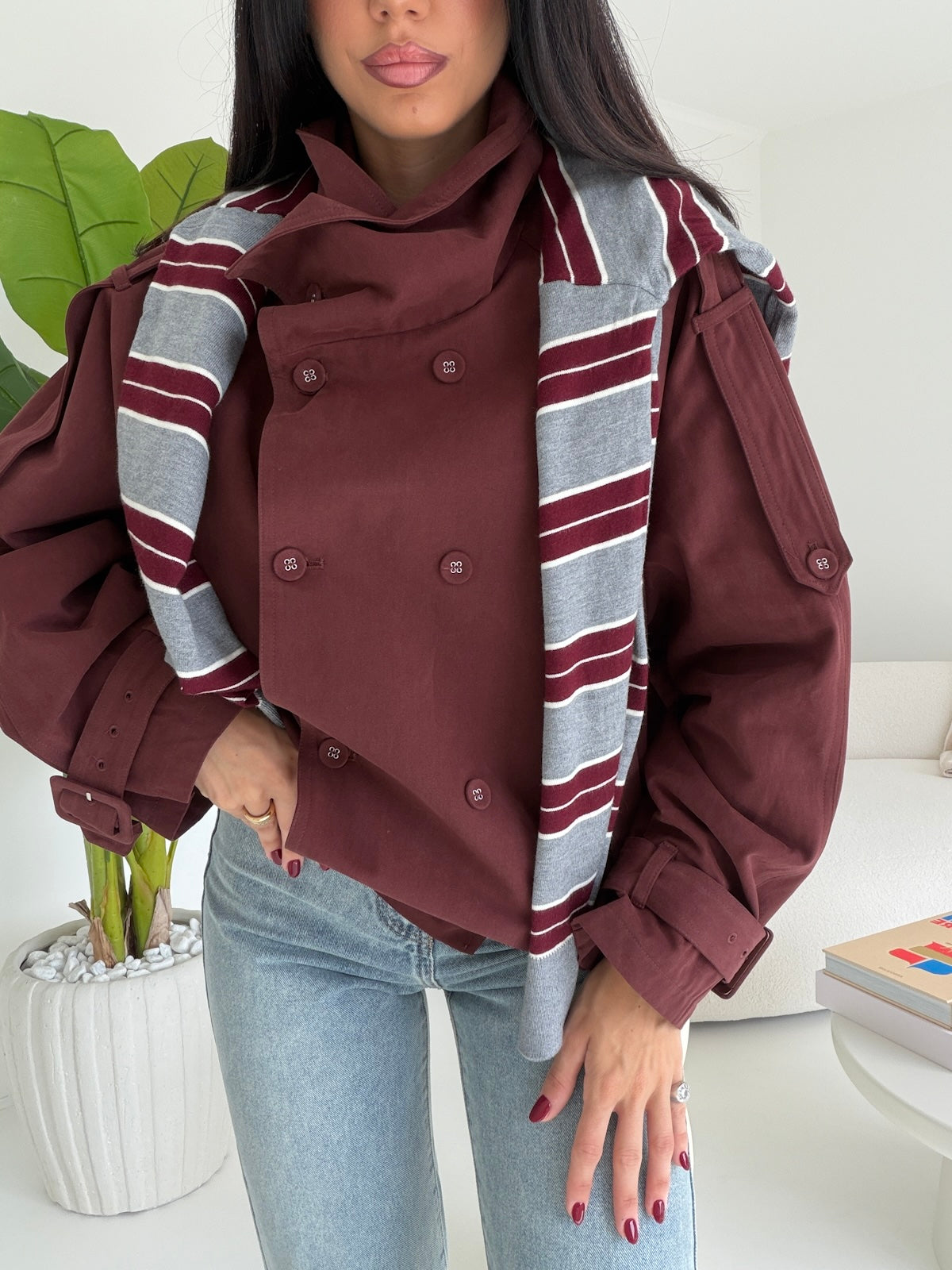 5846-MINI TRENCH NALI MATTONE