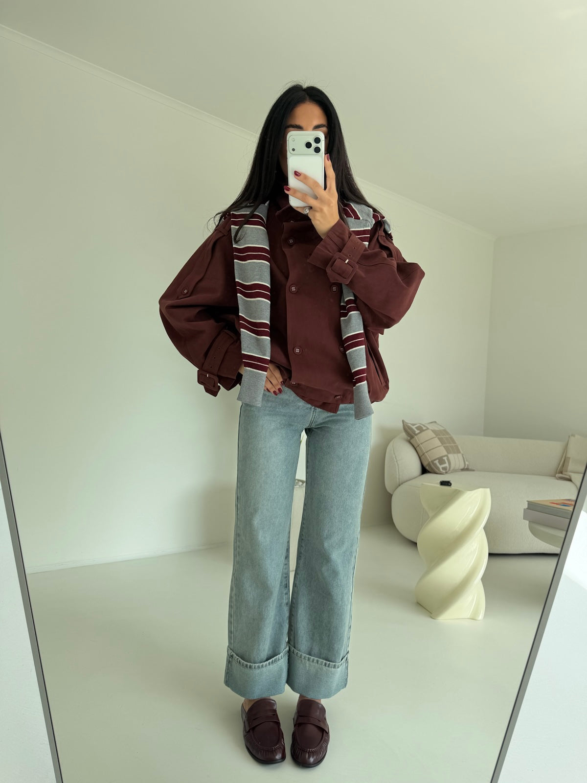 5846-MINI TRENCH NALI MATTONE