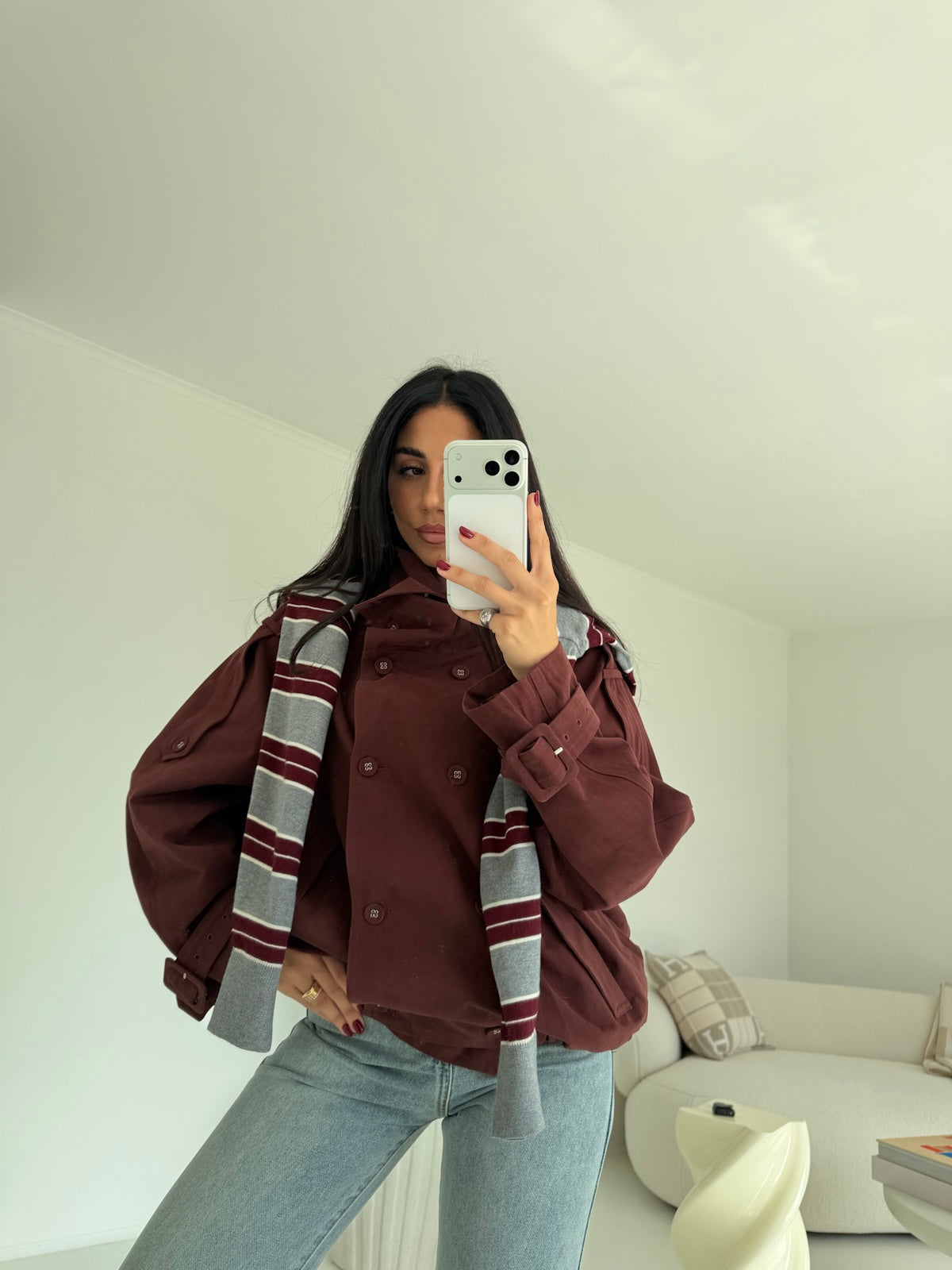5846-MINI TRENCH NALI MATTONE