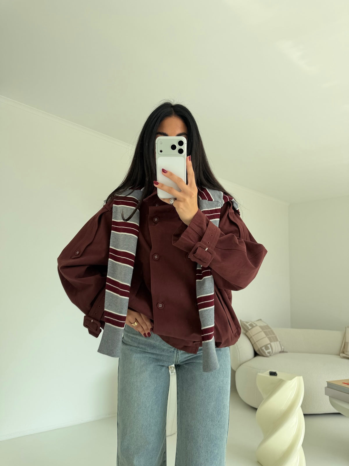 5846-MINI TRENCH NALI MATTONE