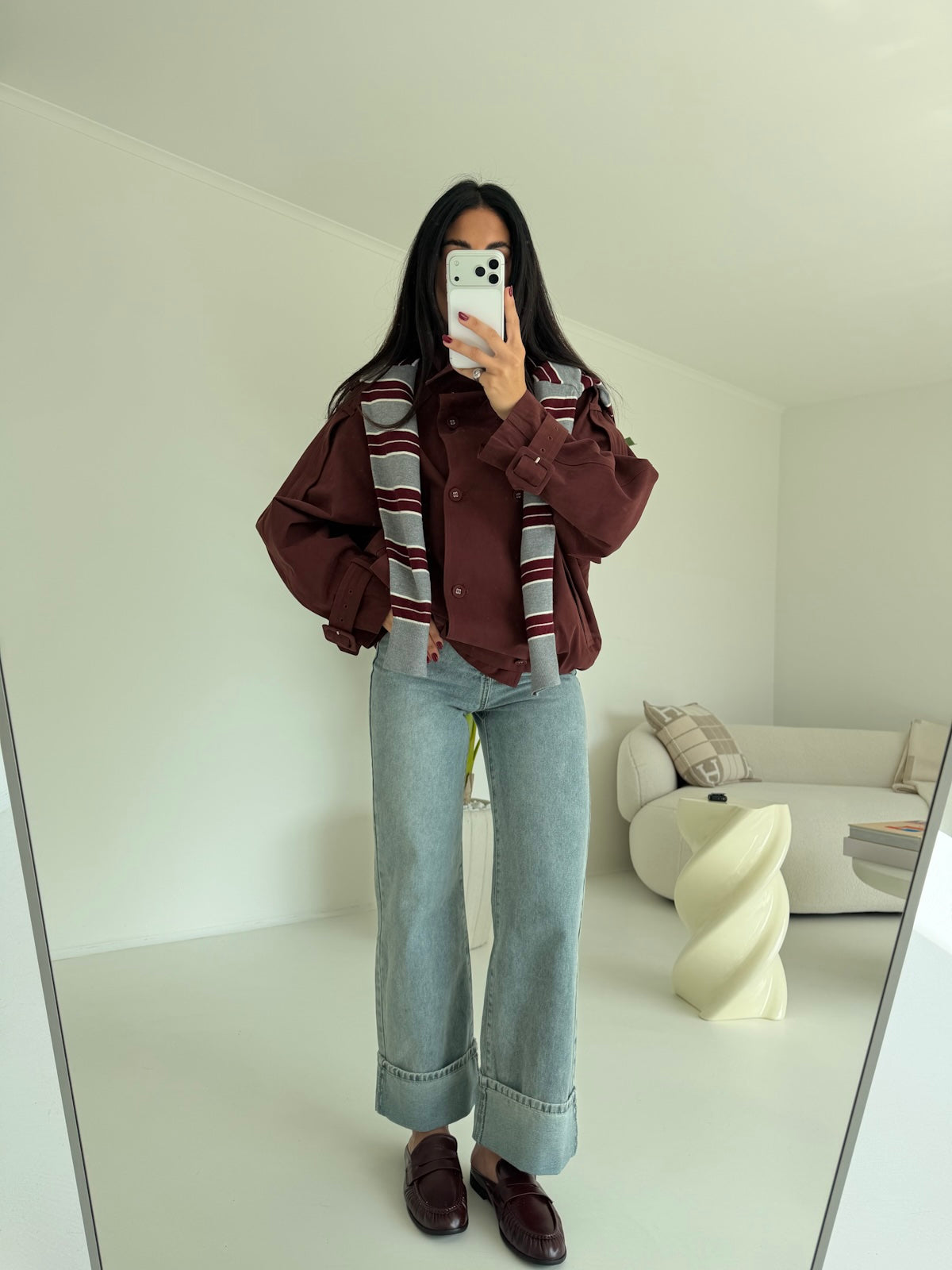 5846-MINI TRENCH NALI MATTONE