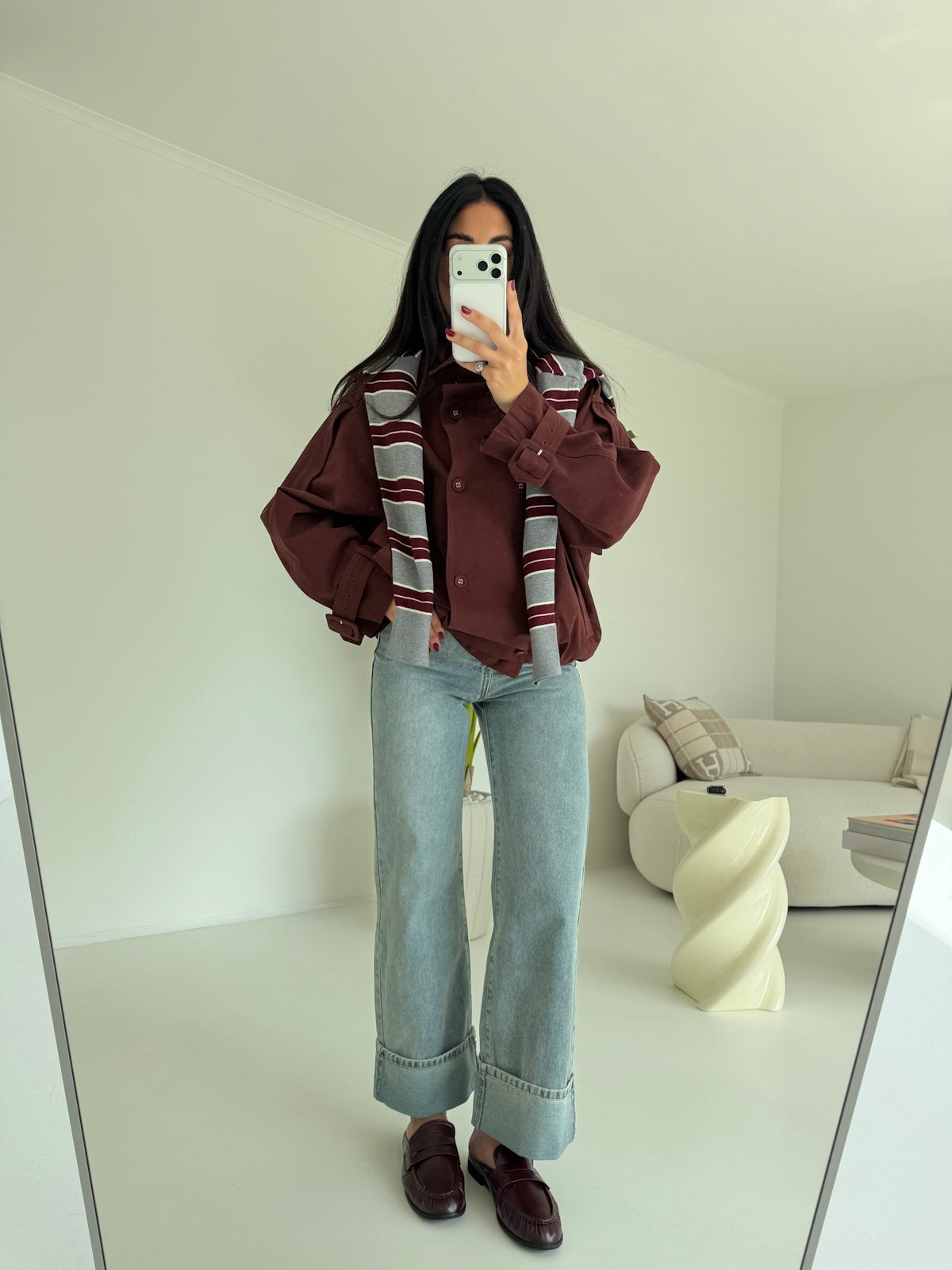 5846-MINI TRENCH NALI MATTONE