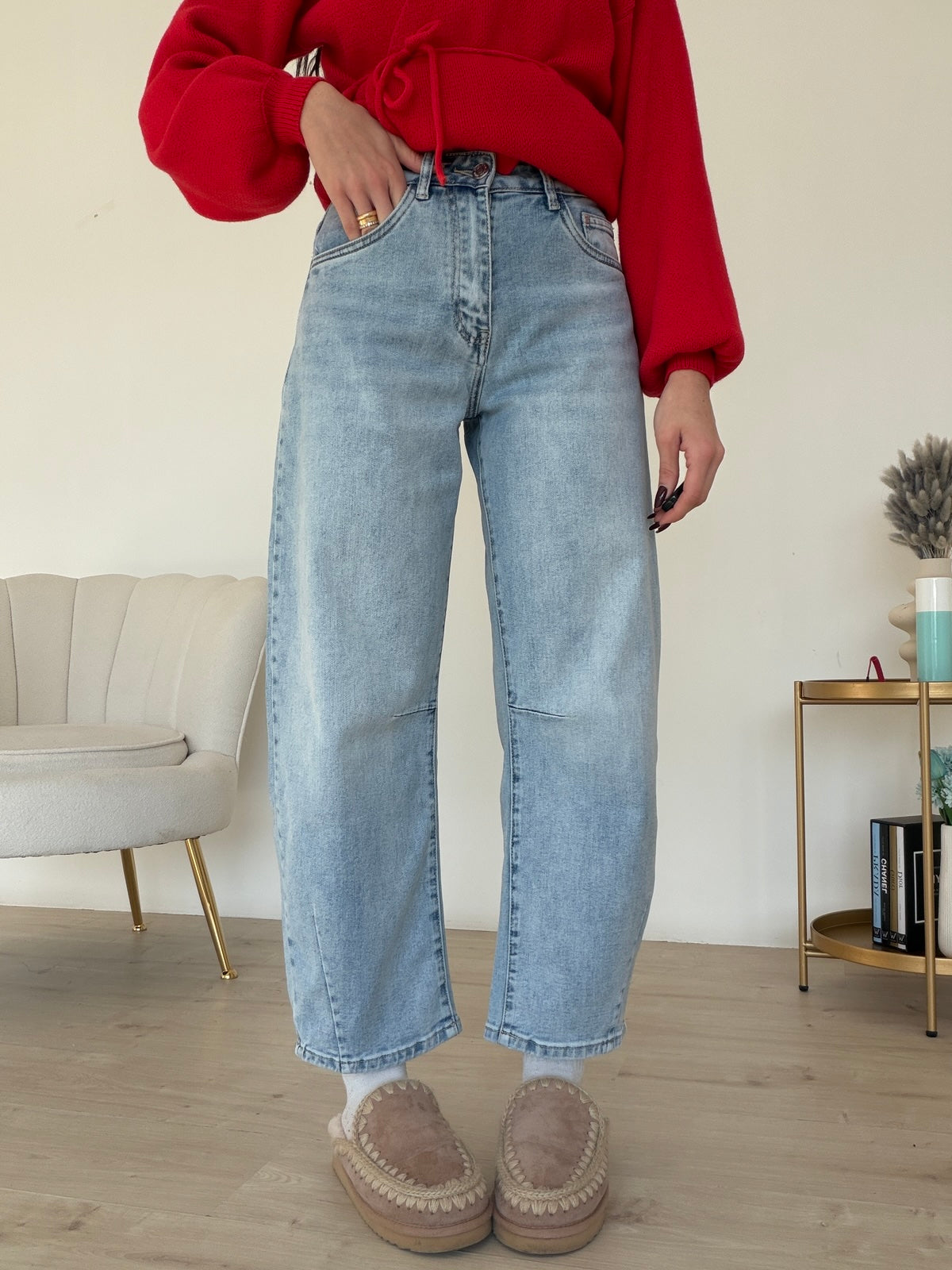 SJ-1718-JEANS BARREL DENIM CHIARO