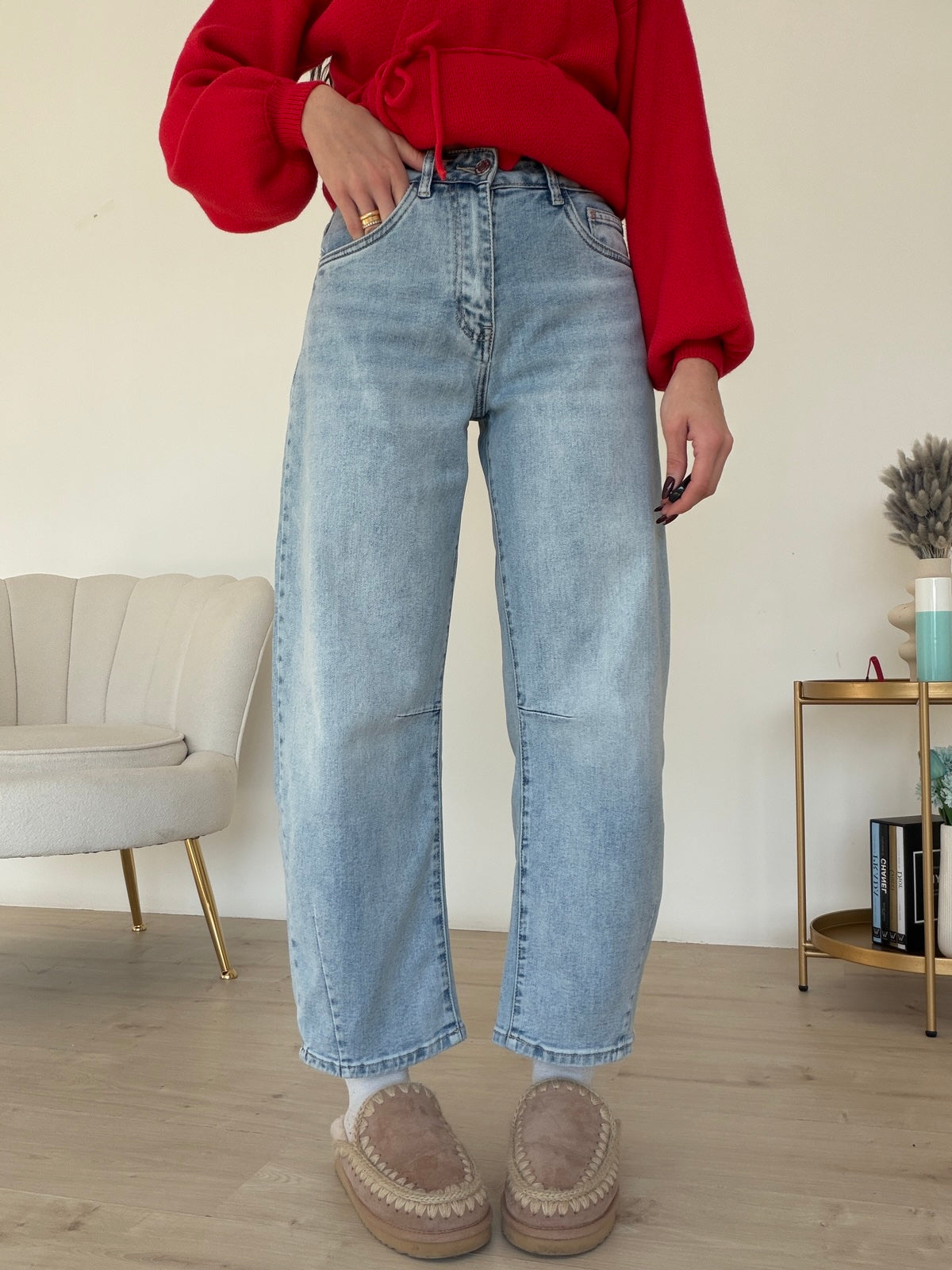 SJ-1718-JEANS BARREL DENIM CHIARO