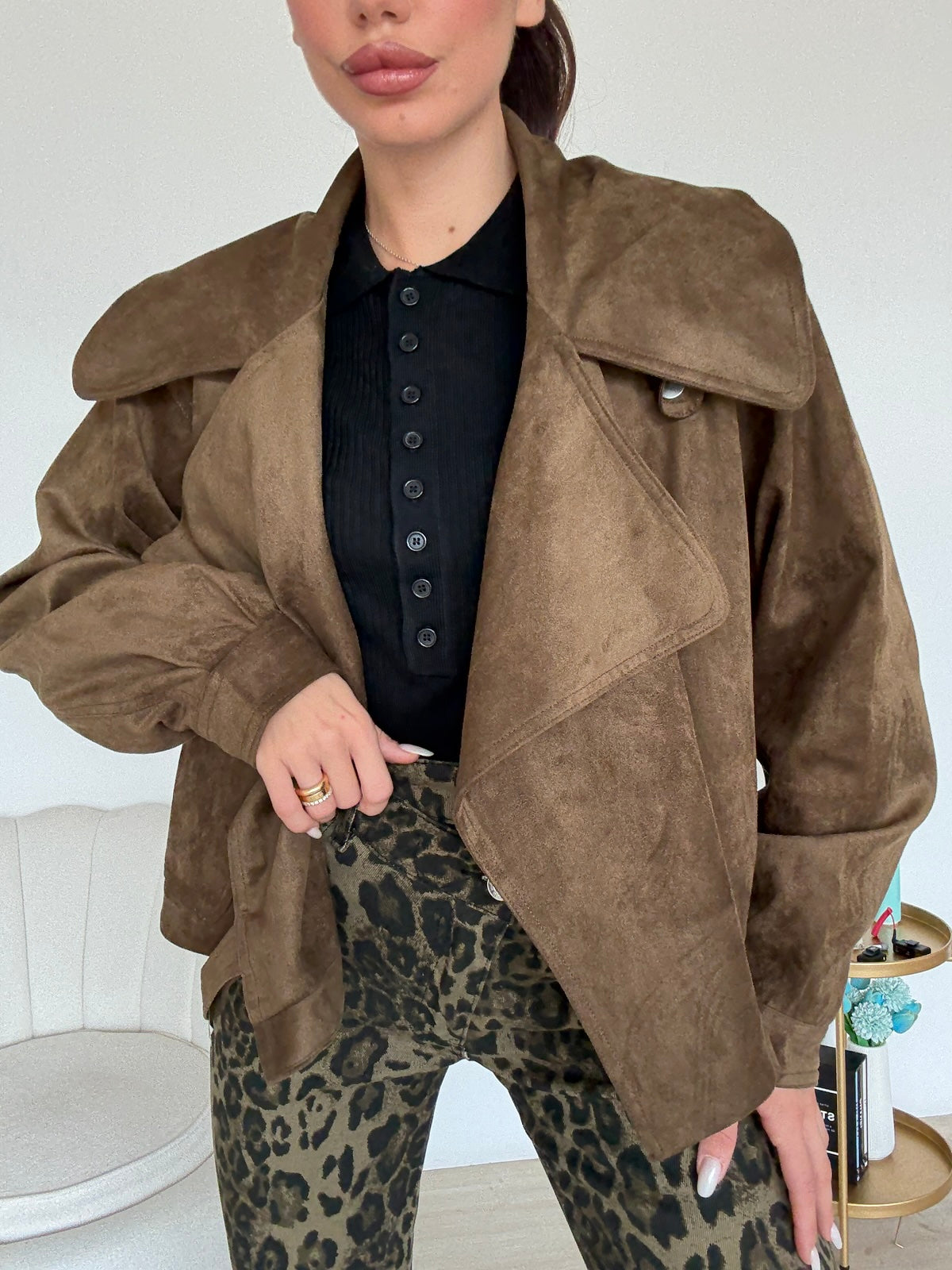 MU9121-BIKER IN SUEDE BROWN