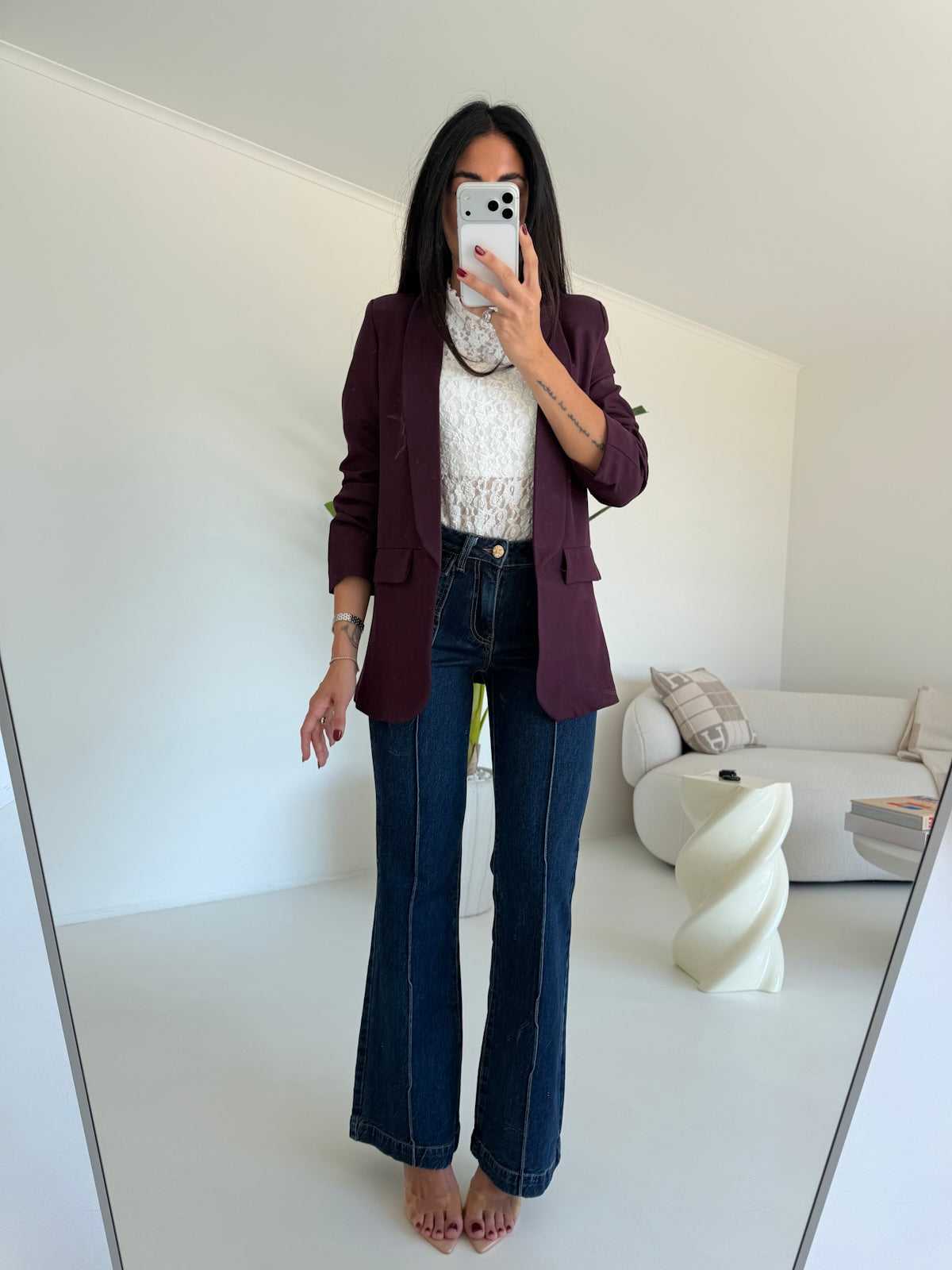 H5772-JEANS A ZAMPA BOTTONI ORO
