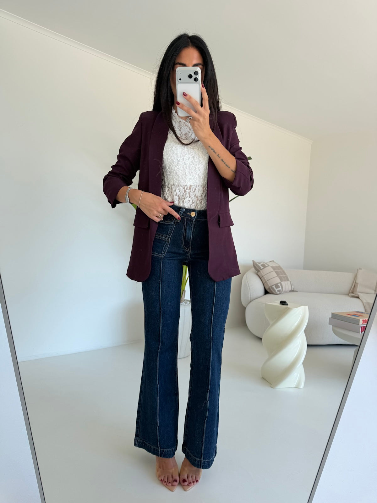 H5772-JEANS A ZAMPA BOTTONI ORO