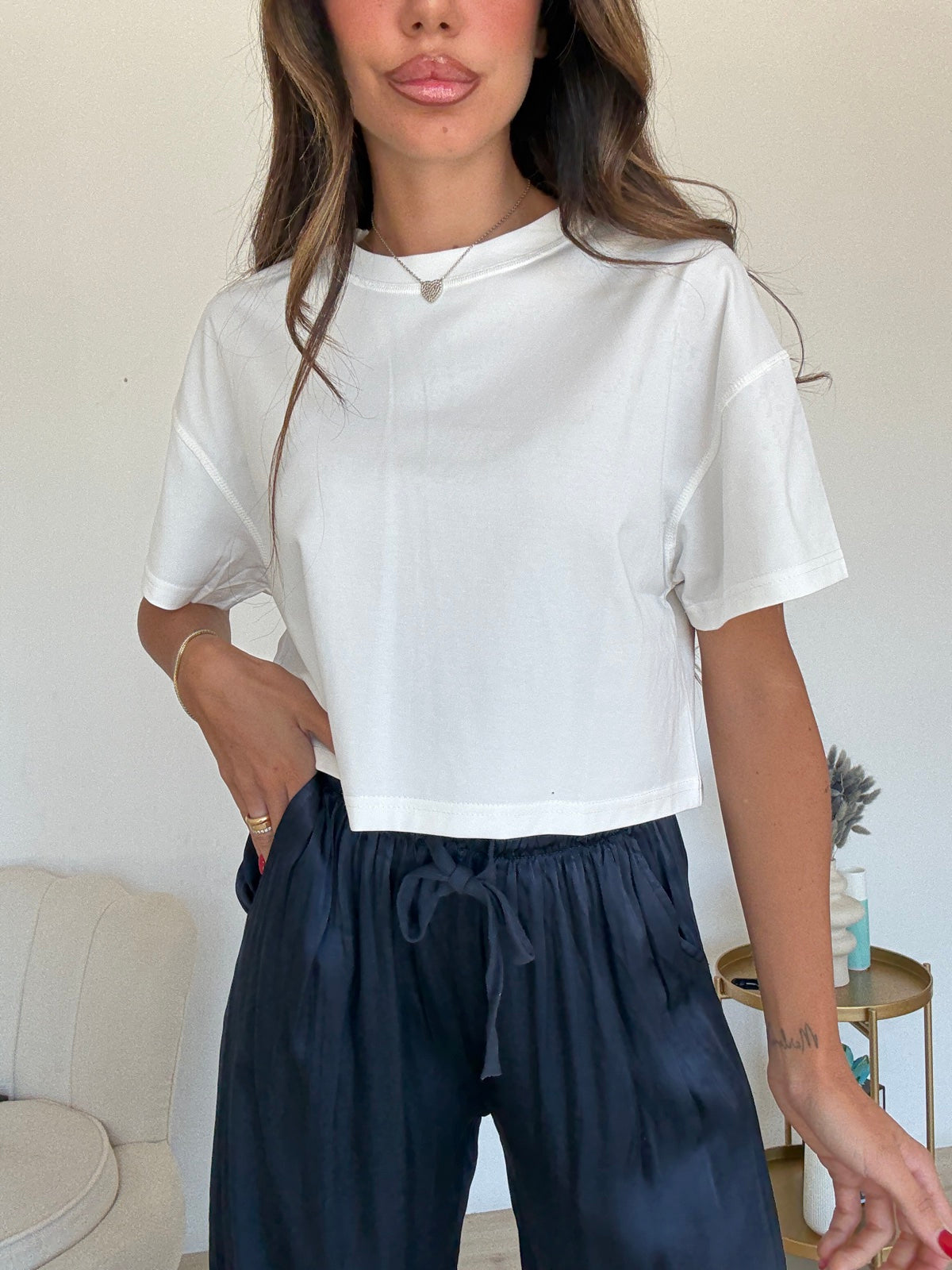 5399-T-SHIRT CROP MILK