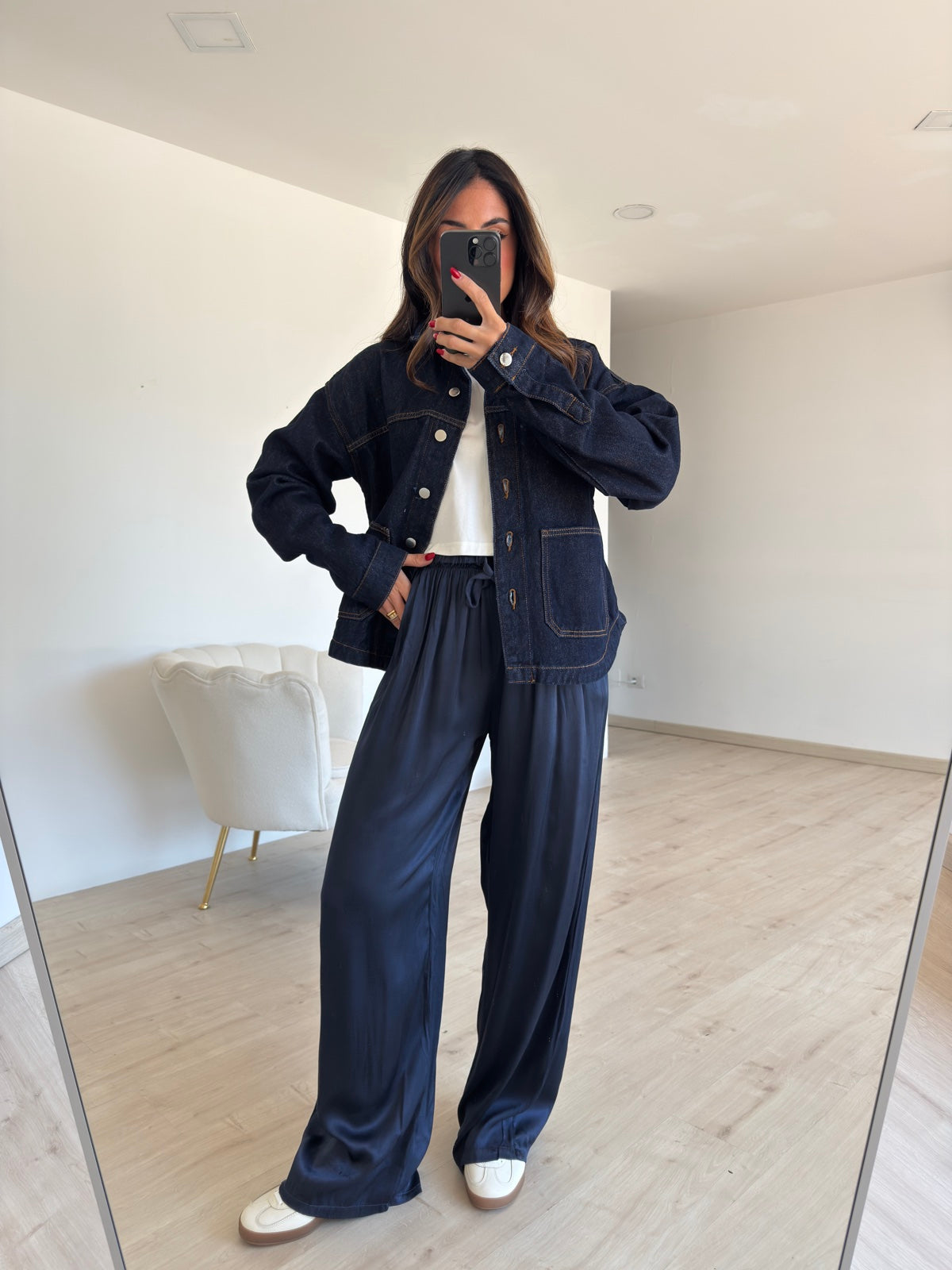 PANTALONE SATIN BLU NAVY