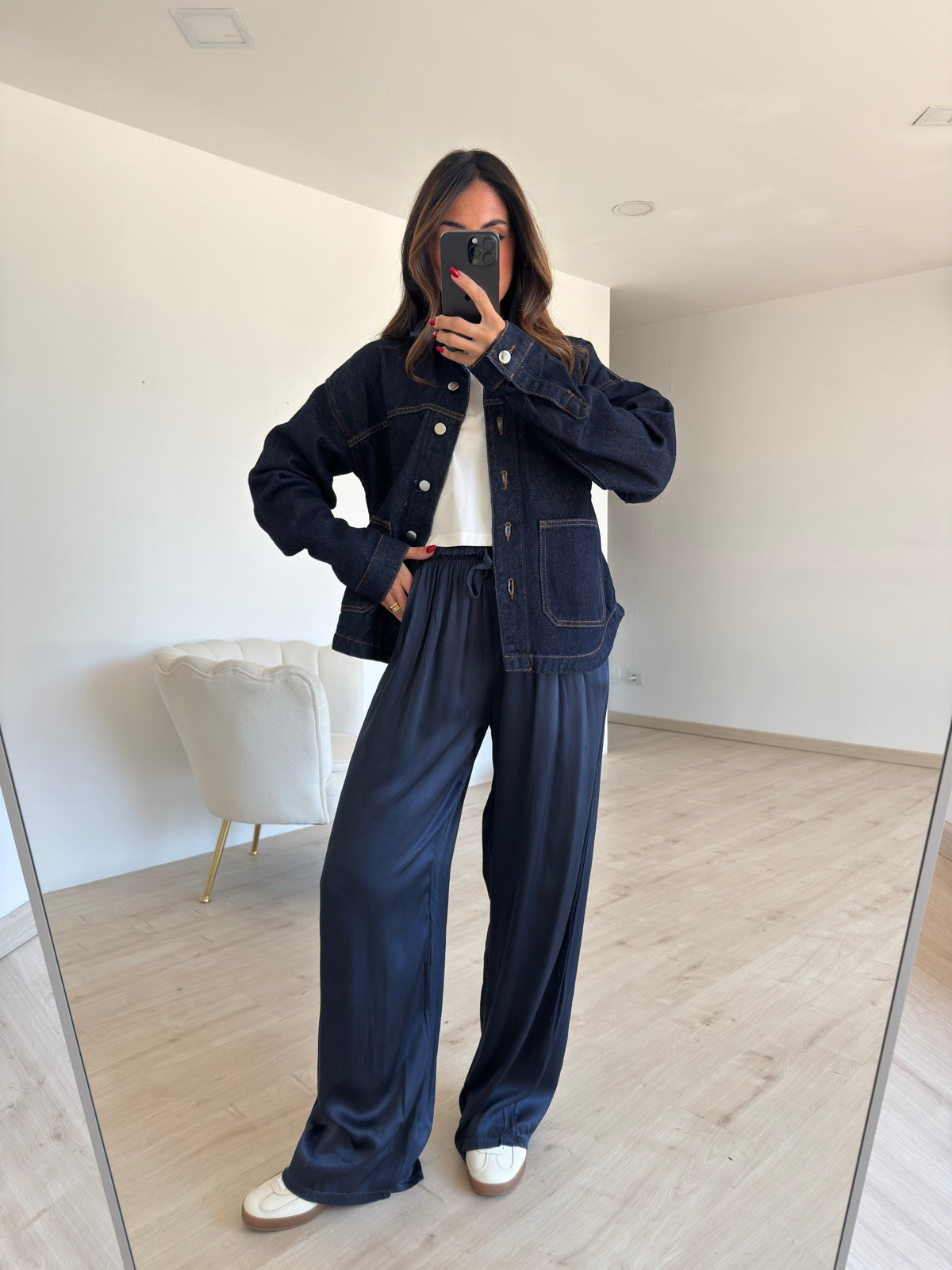 PANTALONE SATIN BLU NAVY