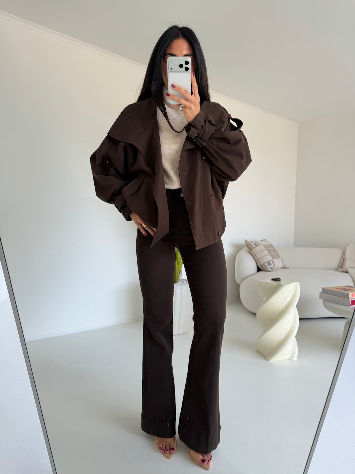 5846-MINI TRENCH NALI CHOCO
